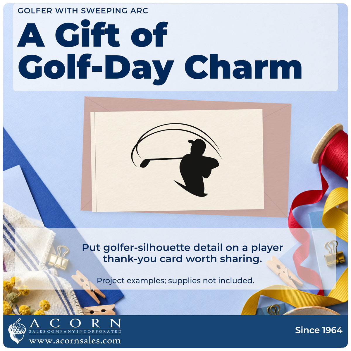 A finished handmade project stamped with the Golfer With Sweeping Arc Self-Inking Stamp, ideal for training album page.