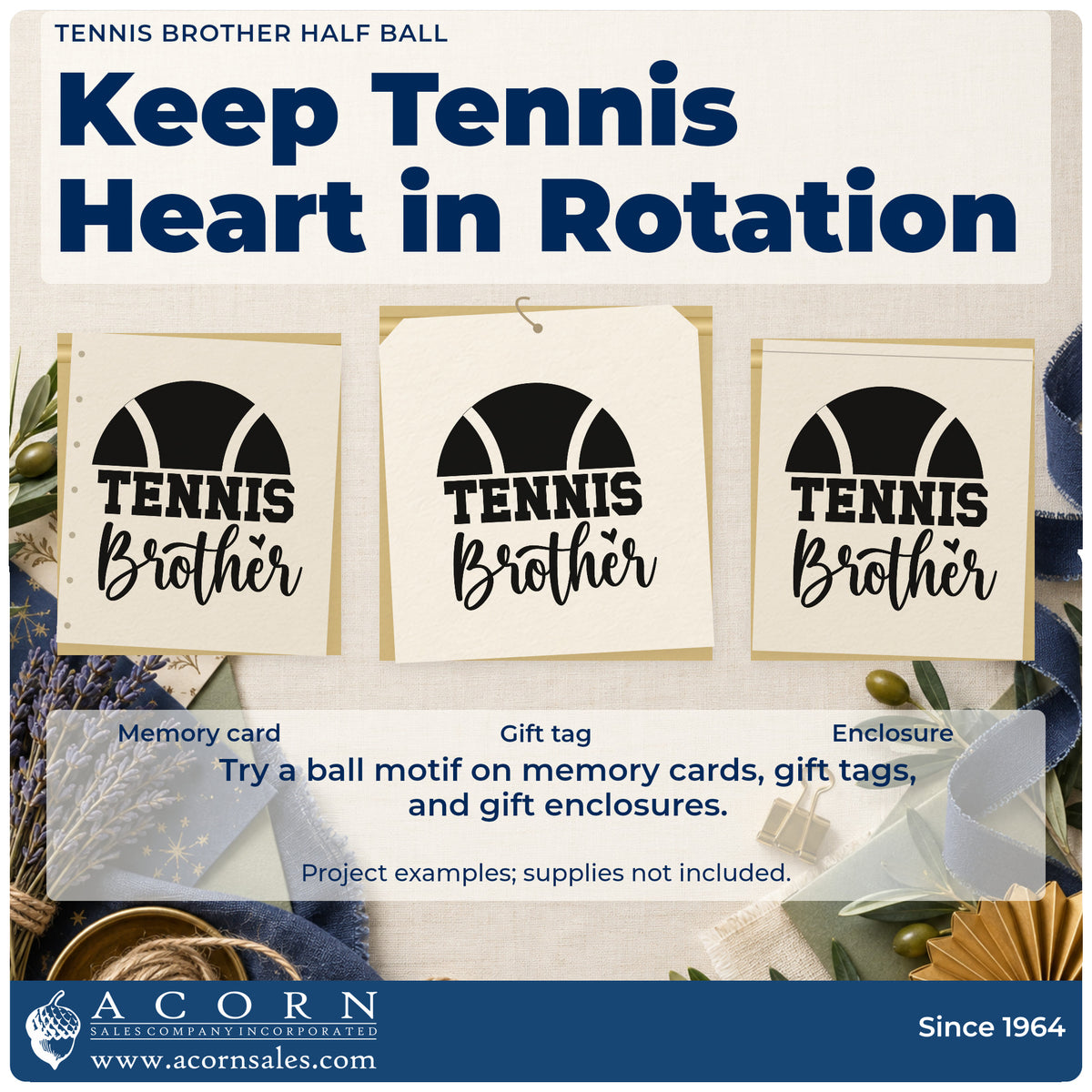 Three project examples made with the Tennis Brother Half Ball With Hearts Rubber Stamp – Wood Handle, including duty rota sheet.