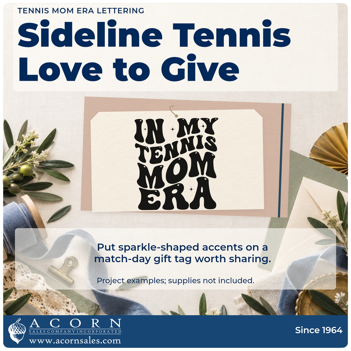 A finished handmade project stamped with the In My Tennis Mom Era Stamp – Premium Vintage Pro Wooden, ideal for parent group album page.