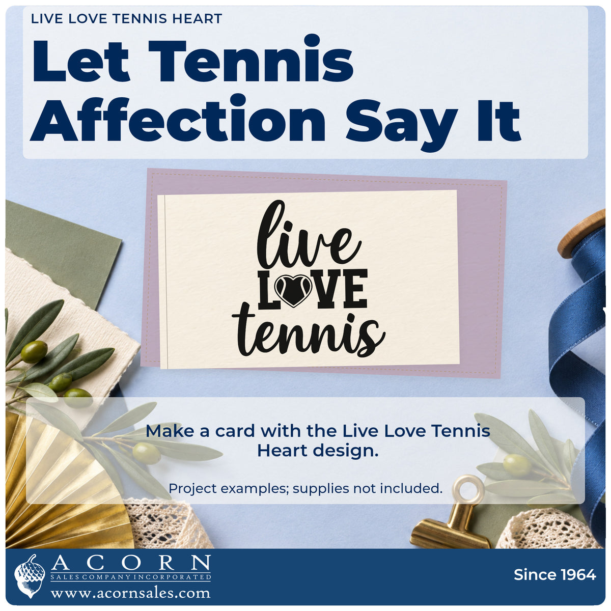 A finished handmade project stamped with the Live Love Tennis Hand Stamp – Duo, ideal for board year album page.