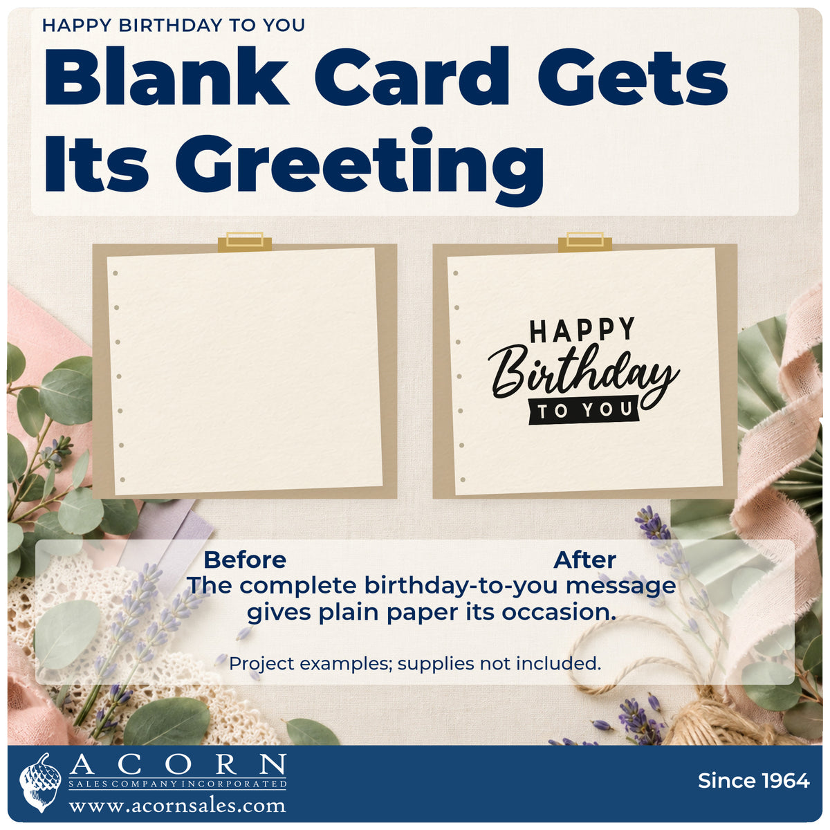 Before and after of a plain item finished with the Happy Birthday To You Rubber Stamp – Duo Hand, a quick upgrade for framed front porch.
