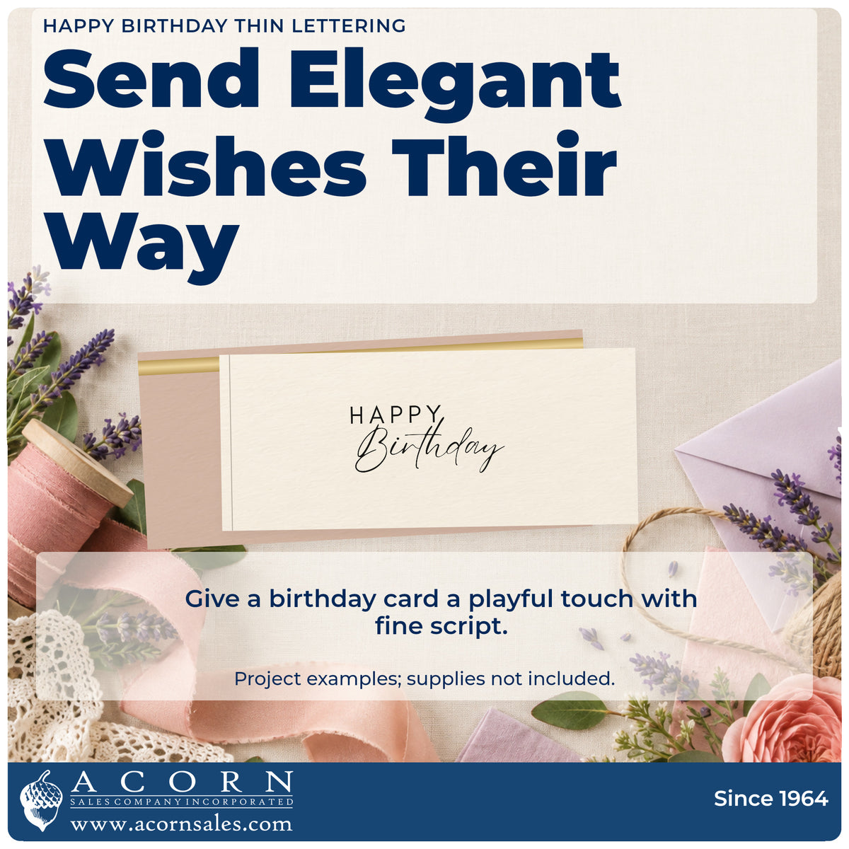 A finished handmade project stamped with the Happy Birthday Thin Lettering Self-Inking Craft Stamp, ideal for teen year album page.