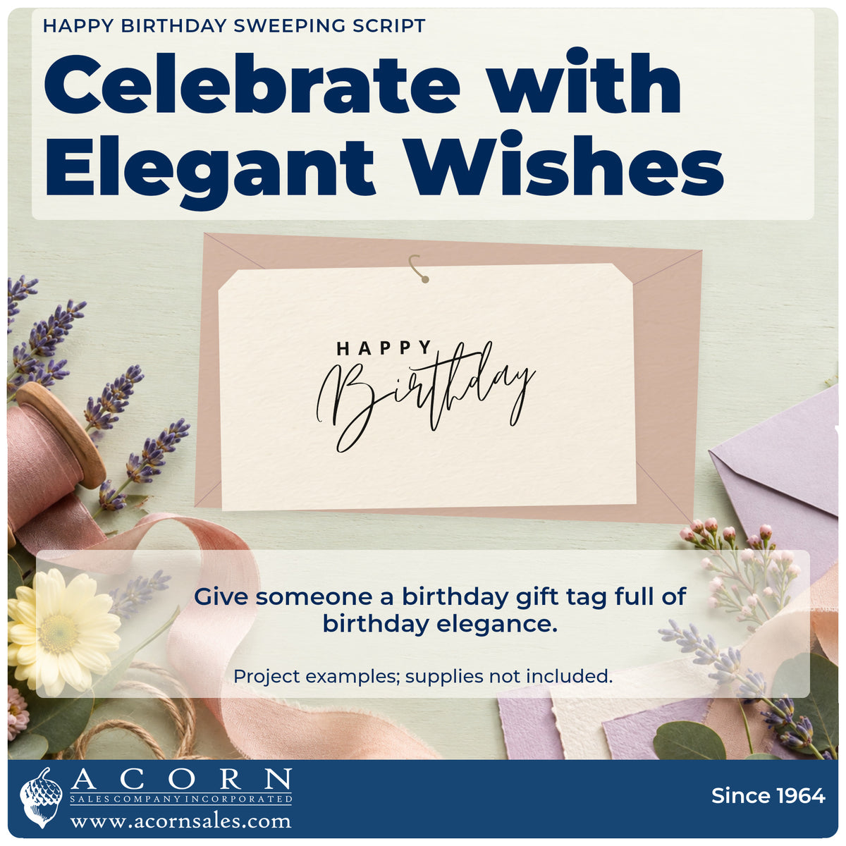 A finished handmade project stamped with the Birthday Wishes Long Crossing Flourishes Wood-Mounted Rubber Stamp, ideal for board year album page.