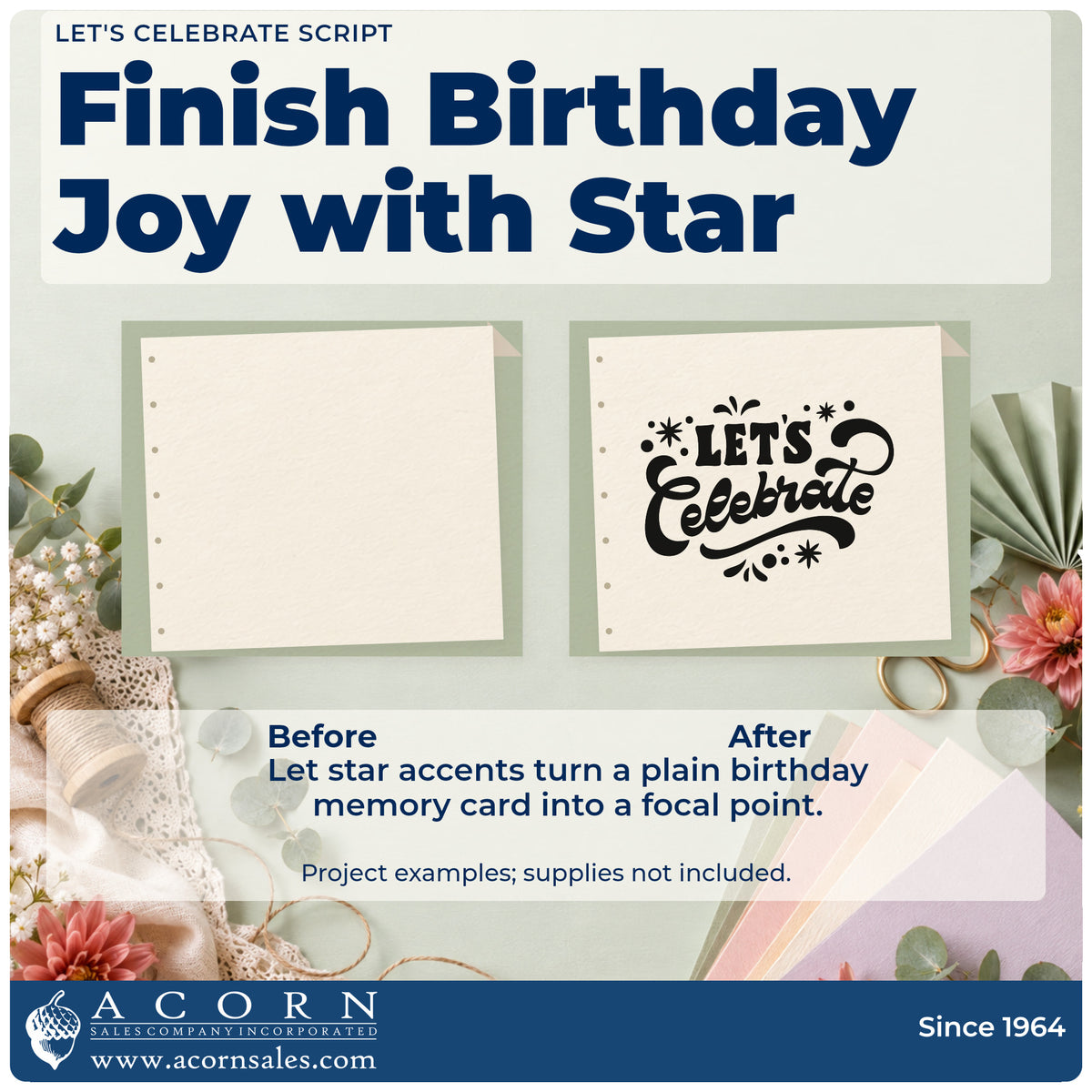 Before and after of a plain item finished with the Let's Celebrate Stars And Flourishes Self-Inking Craft Stamp, a quick upgrade for framed hall entry.