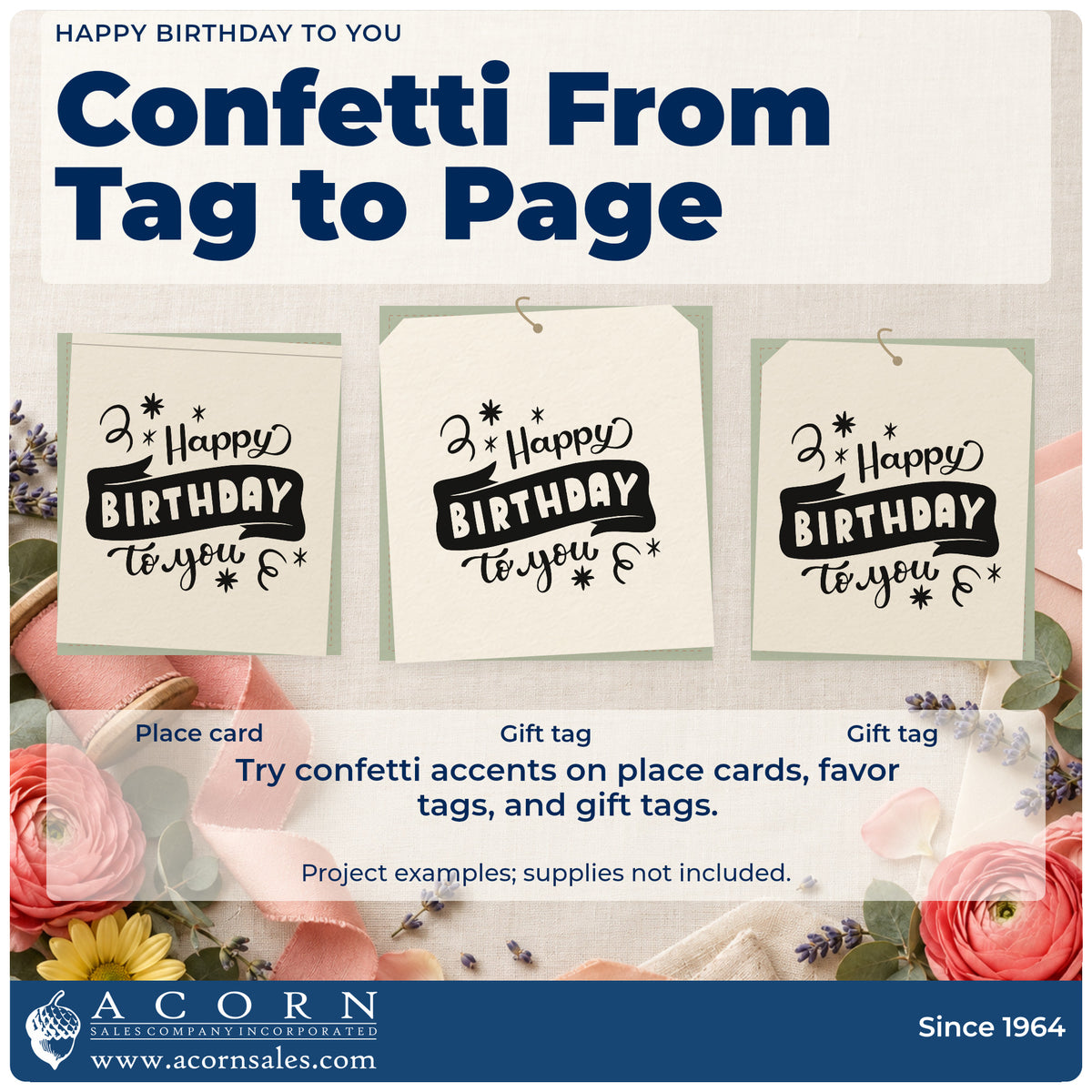Three project examples made with the Happy Birthday To You Star Accents Pre-Inked Stamp – Slim, including birthday chart sheet.