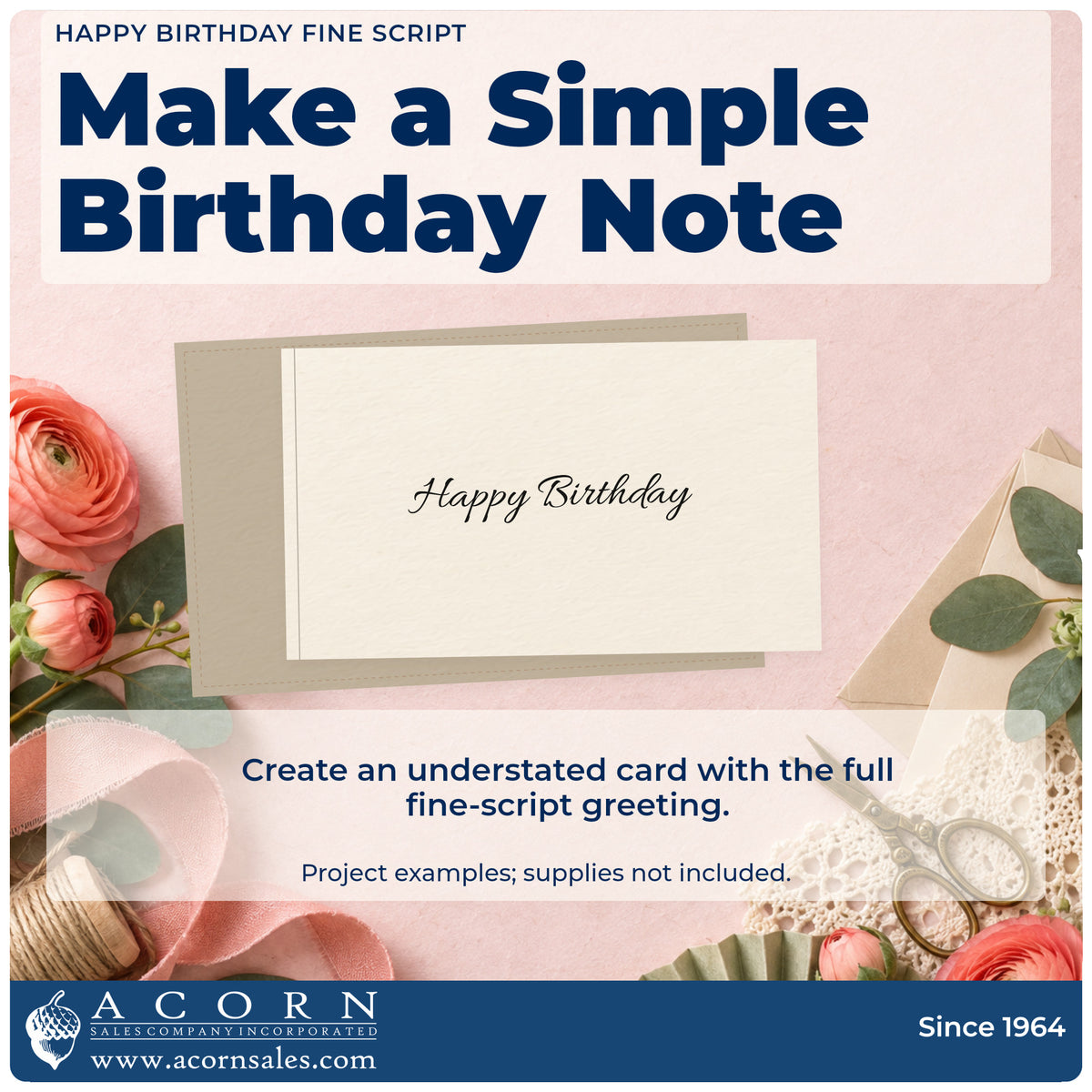 A finished handmade project stamped with the Happy Birthday Delicate Connected Script Self-Inking Craft Stamp, ideal for breakfast album page.