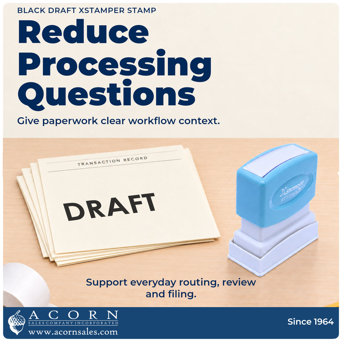 Office workflow showing where the "Draft" stamp marks documents