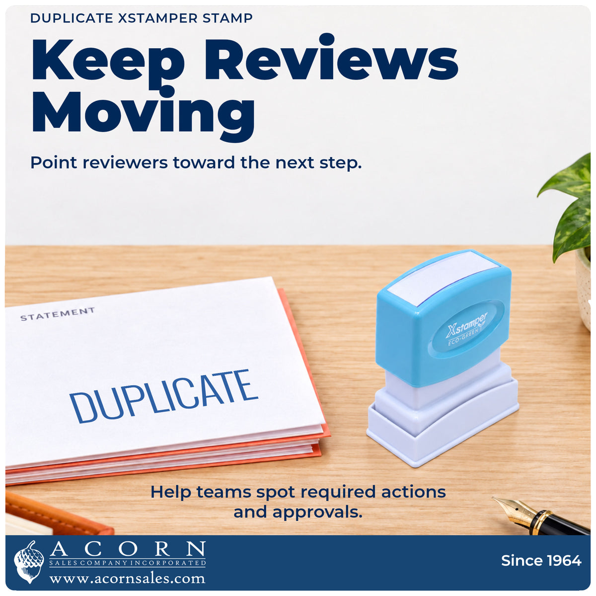 Office workflow showing where the "Duplicate" stamp marks documents