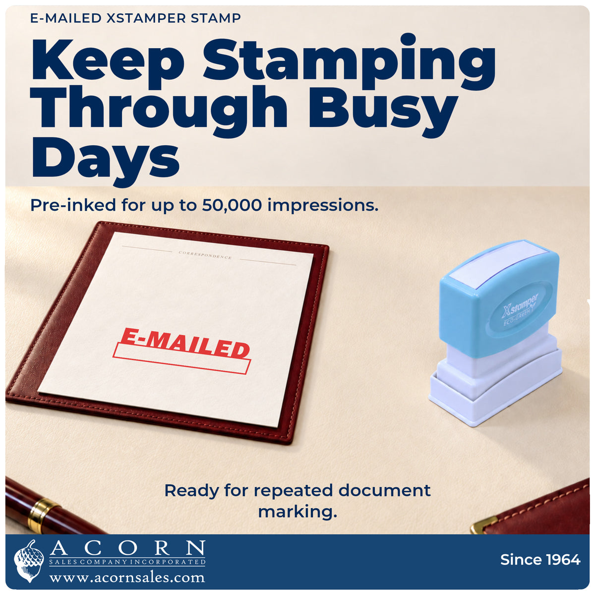 Re-inkable pre-inked build of the E-Mailed Stamp shown in detail