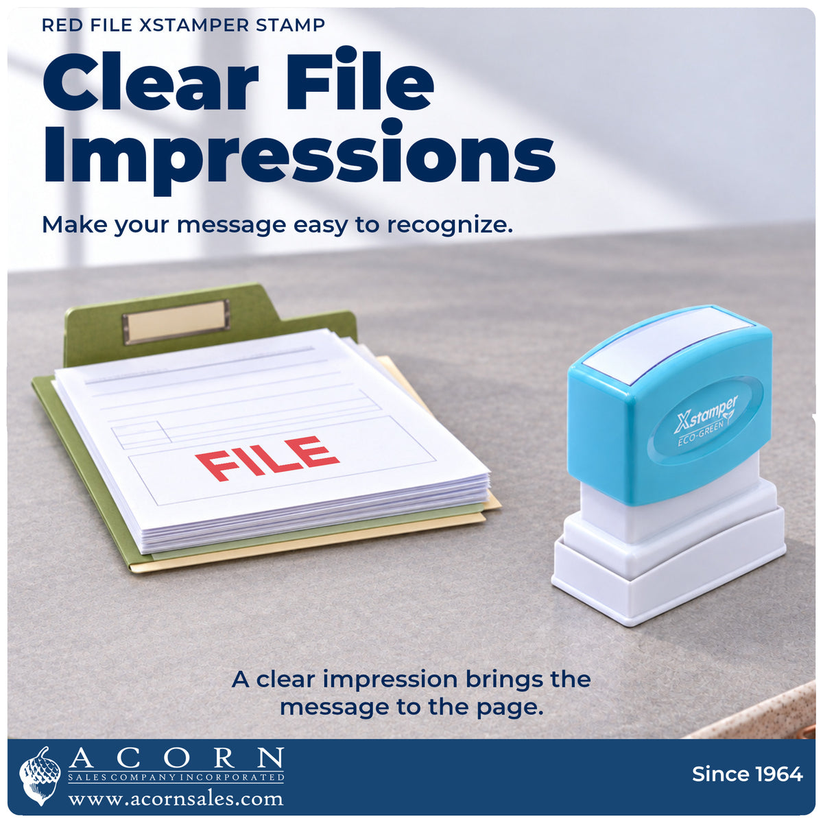 "File" imprint on office paperwork beside the Red File Stamp