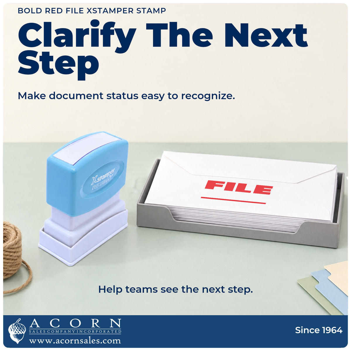 Office workflow showing where the "File" stamp marks documents