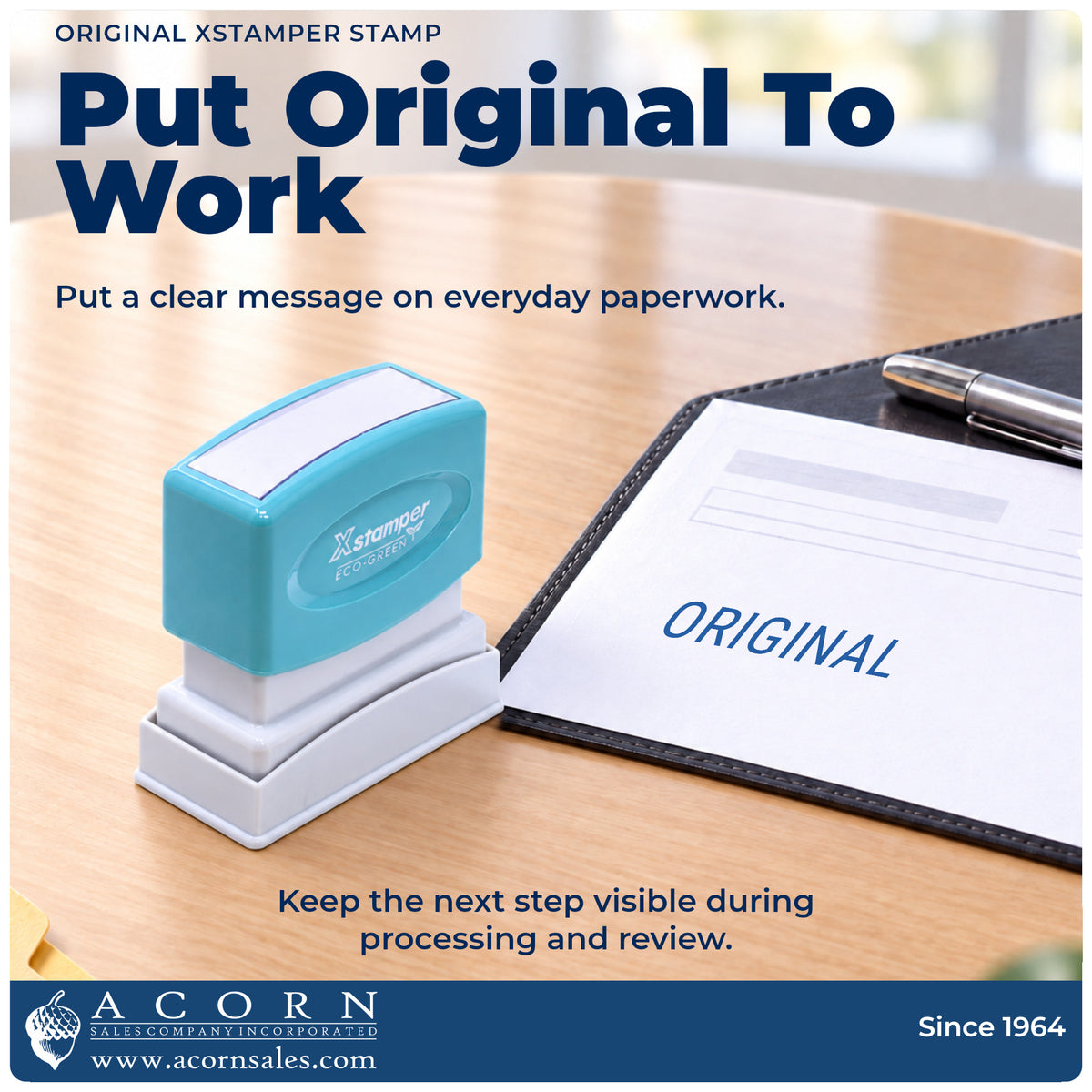 Original Document Stamp being pressed to leave an imprint reading "Original"