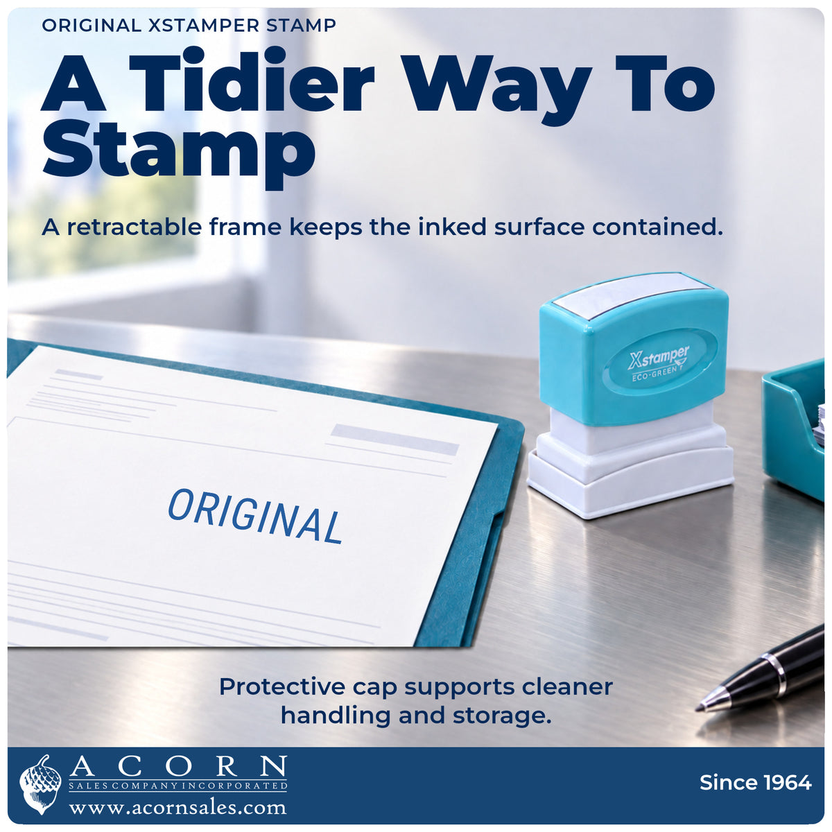 Features of the Original Document Stamp: pre-inked Xstamper 1111, 1/2 x 1-5/8 in imprint