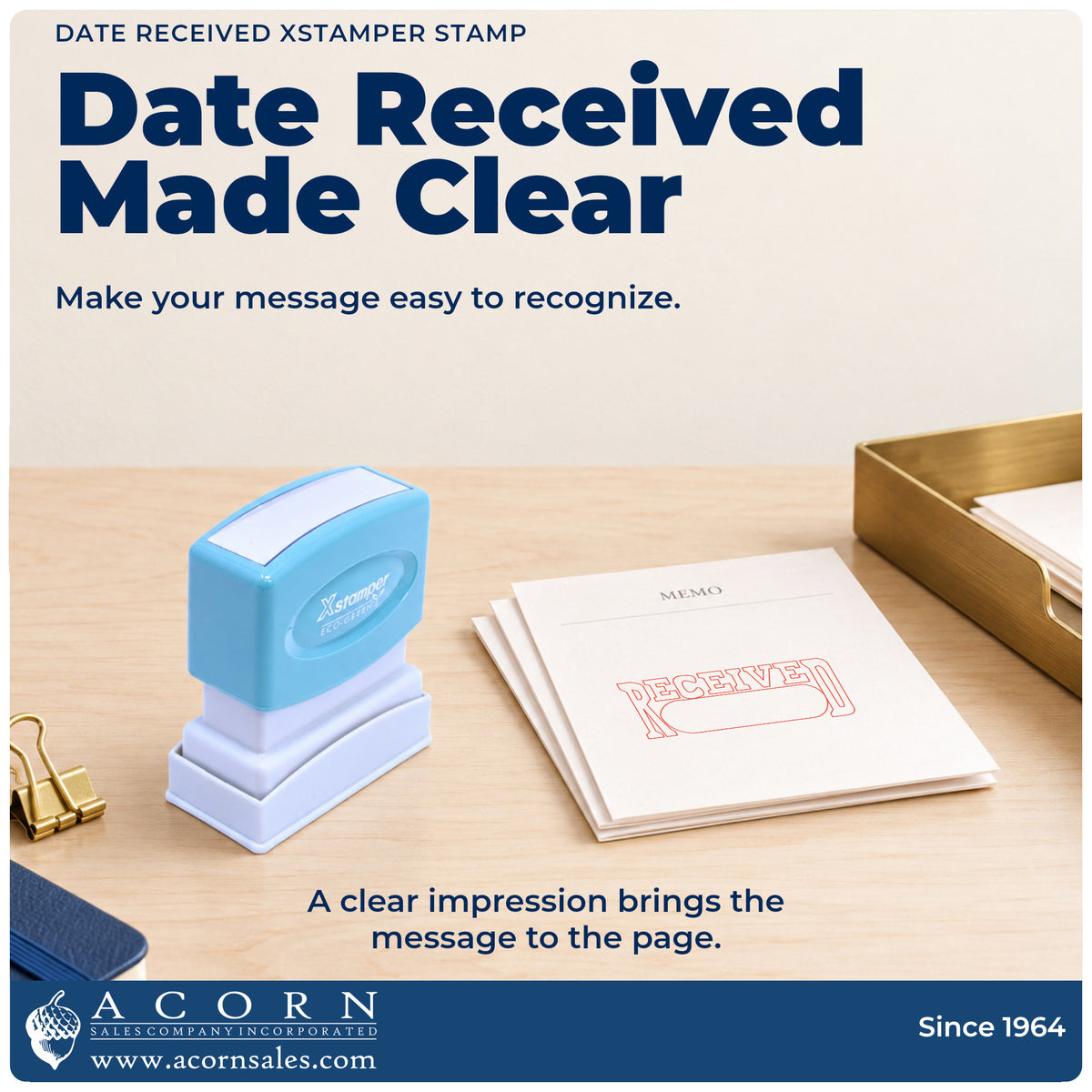 "Date received" imprint on office paperwork beside the Date Received Stamp