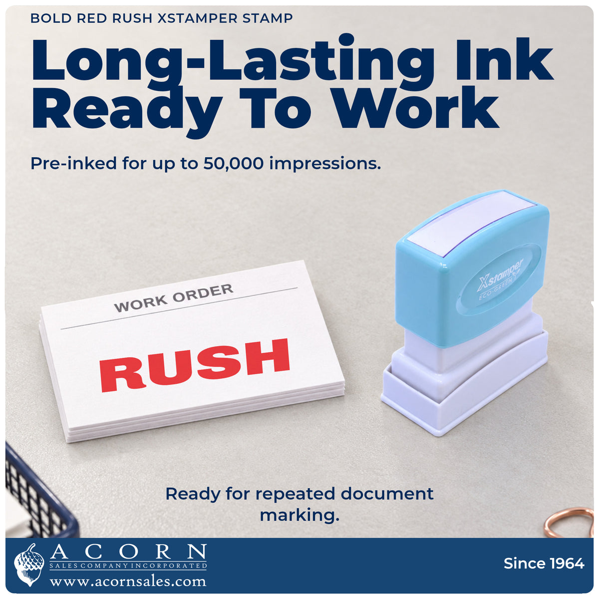 Re-inkable pre-inked build of the Bold Red Rush Stamp shown in detail