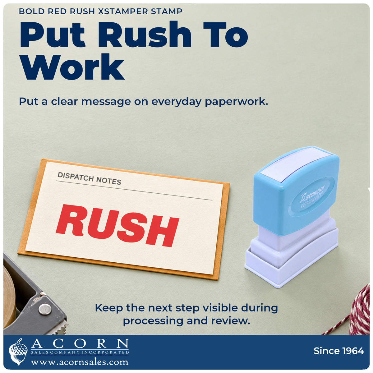 Bold Red Rush Stamp being pressed to leave an imprint reading "Rush"
