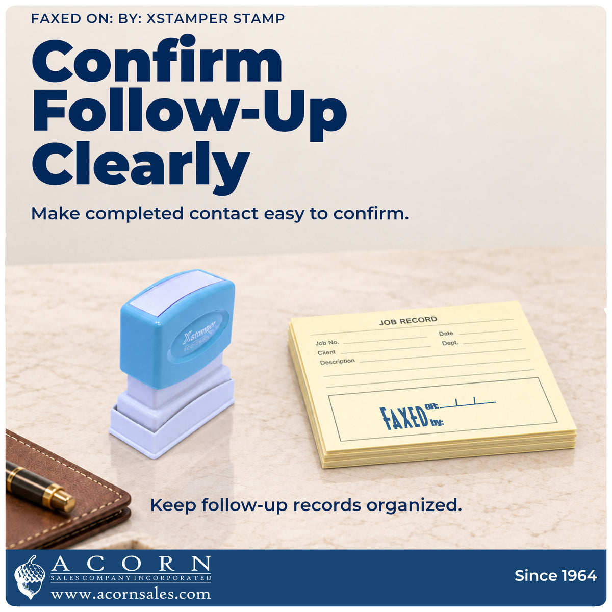 Office workflow showing where the "Faxed on: by:" stamp marks documents