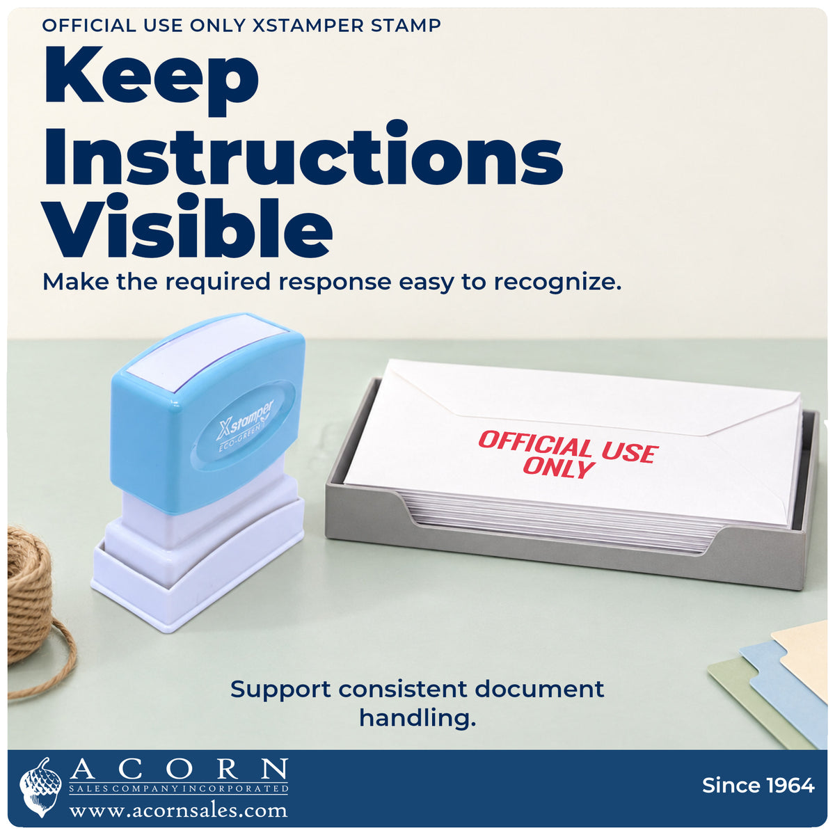 Office workflow showing where the "Official use only" stamp marks documents