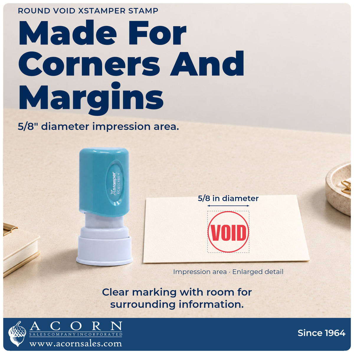Impression size guide: the "Void" imprint measures 5/8 in diameter