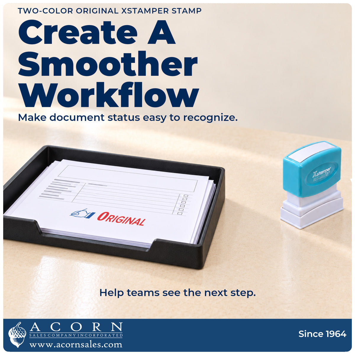 Office workflow showing where the "Original" stamp marks documents