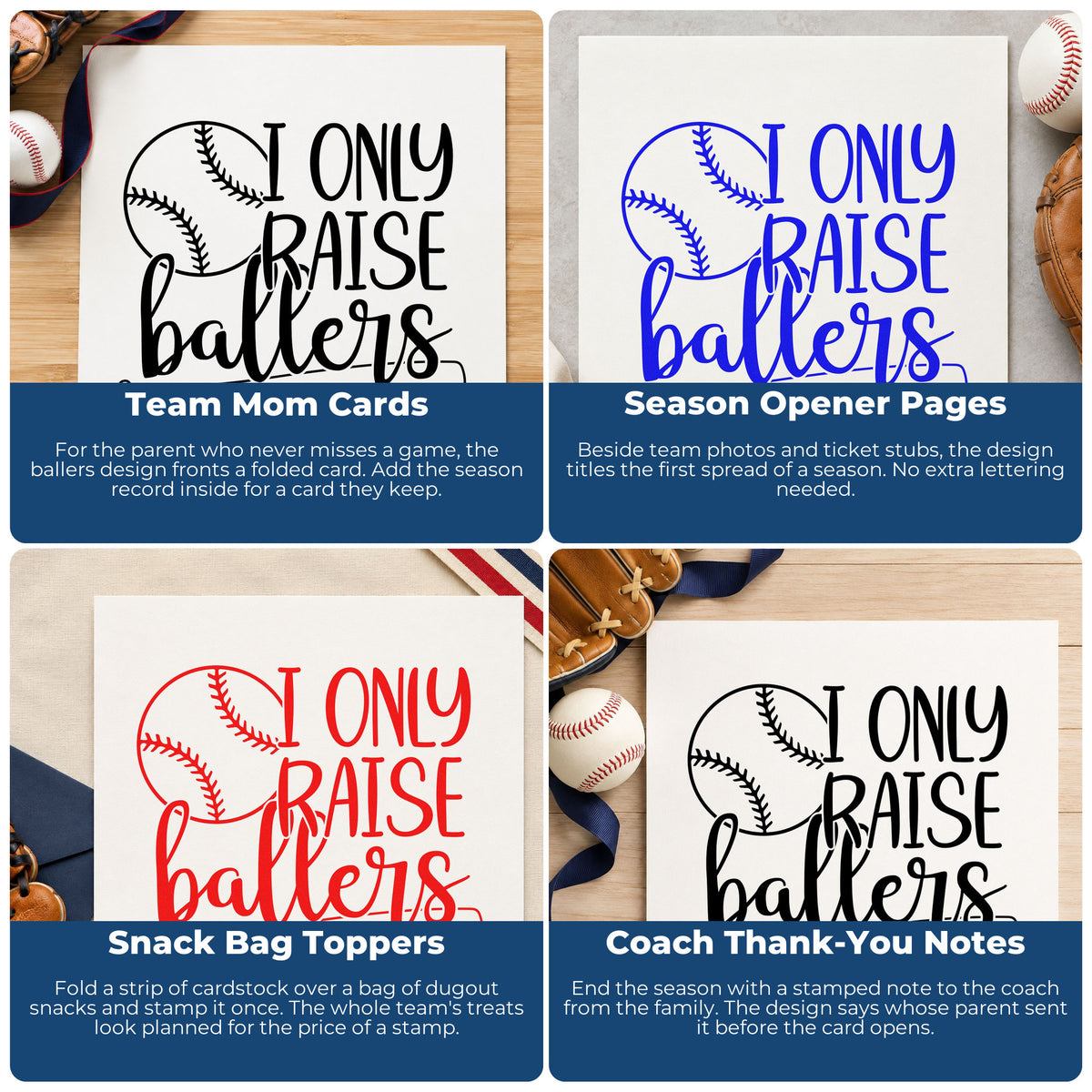Baseball rubber stamp design for team spirit scrapbooks with Eat Sleep Baseball Repeat lettering.