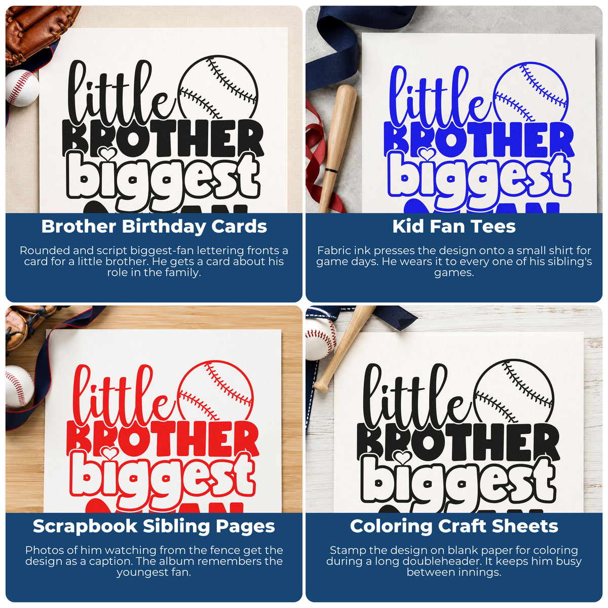 Sports rubber stamp ideas for baseball scrapbooks, coach appreciation cards, birthday parties, and custom gift wrapping.