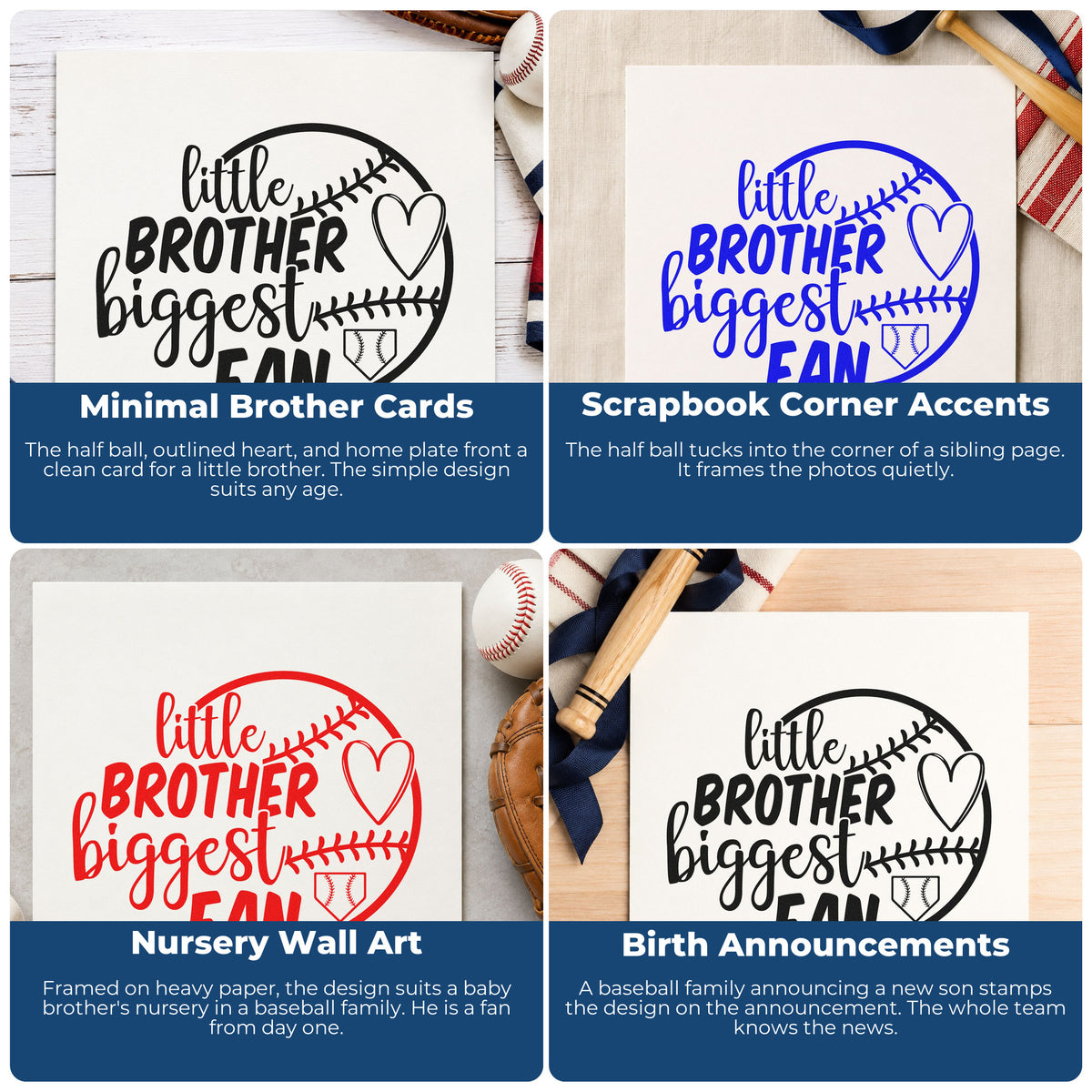 Sports rubber stamps used for scrapbook pages, coach thank-you cards, sports birthday parties, and custom gift wrapping.