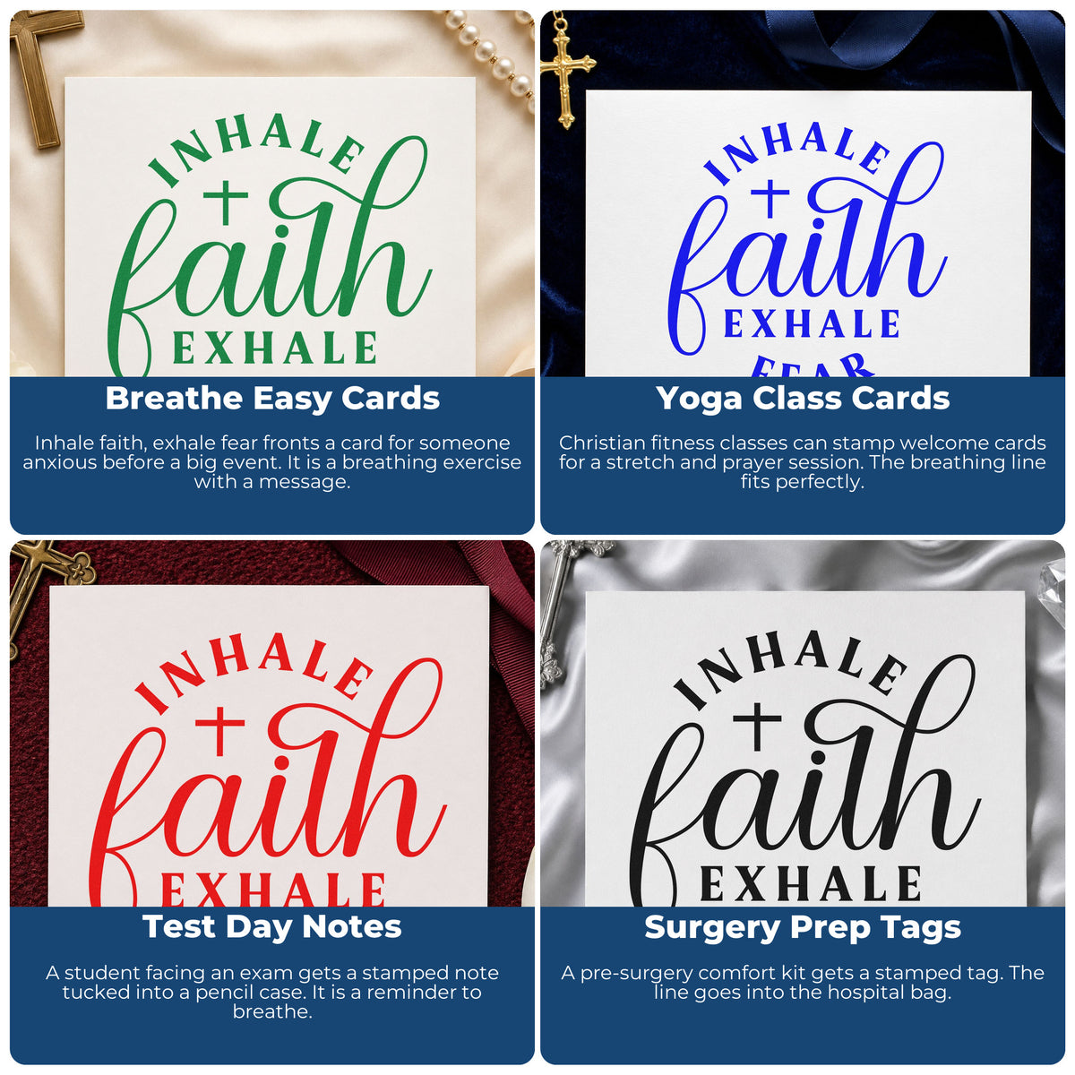 Christian rubber stamp ideas for Bible journaling, faith-based scrapbooking, prayer cards, and church event favors.