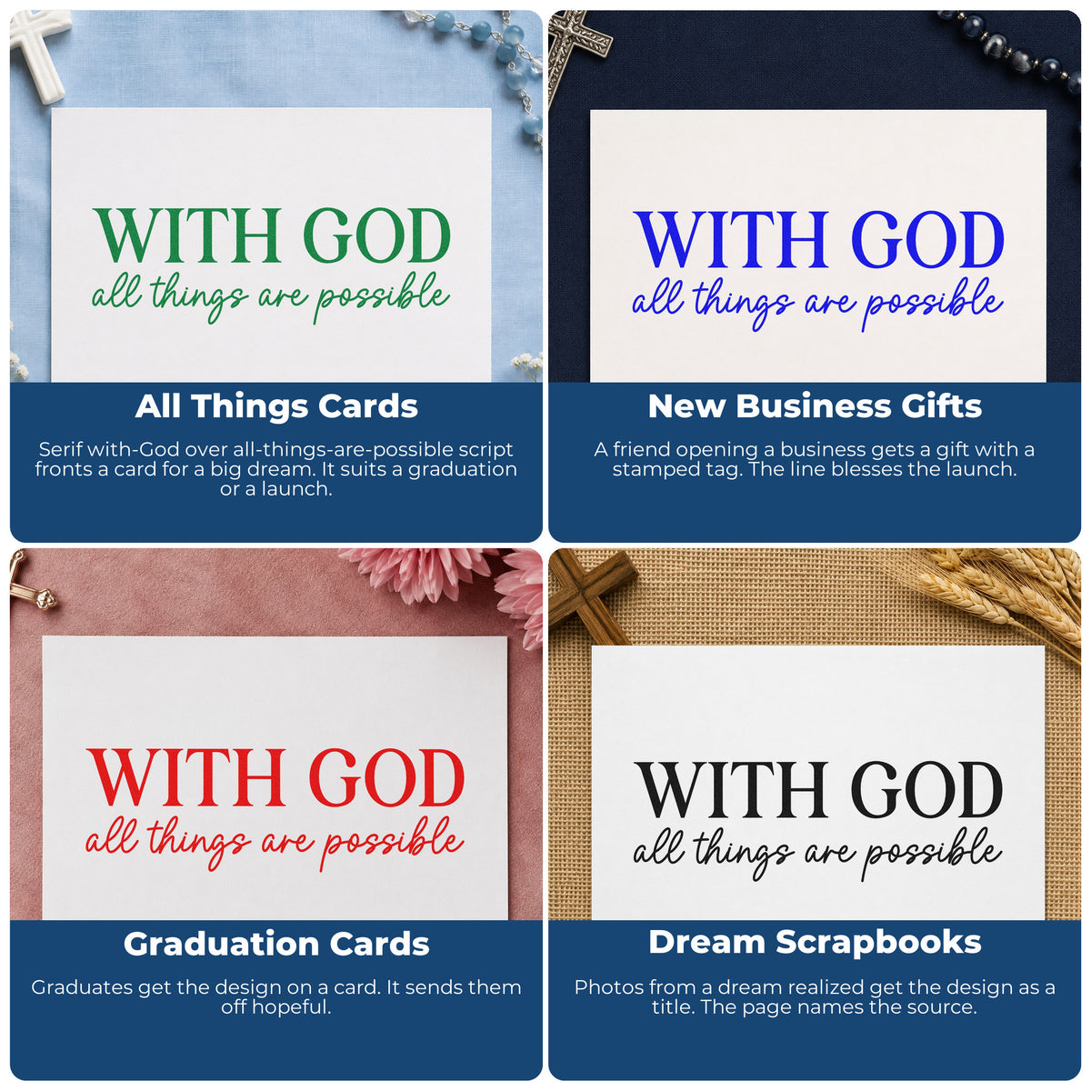 Faith-based rubber stamps for Bible journaling, scrapbooking, prayer cards, and church event favors with inspirational scripture designs.