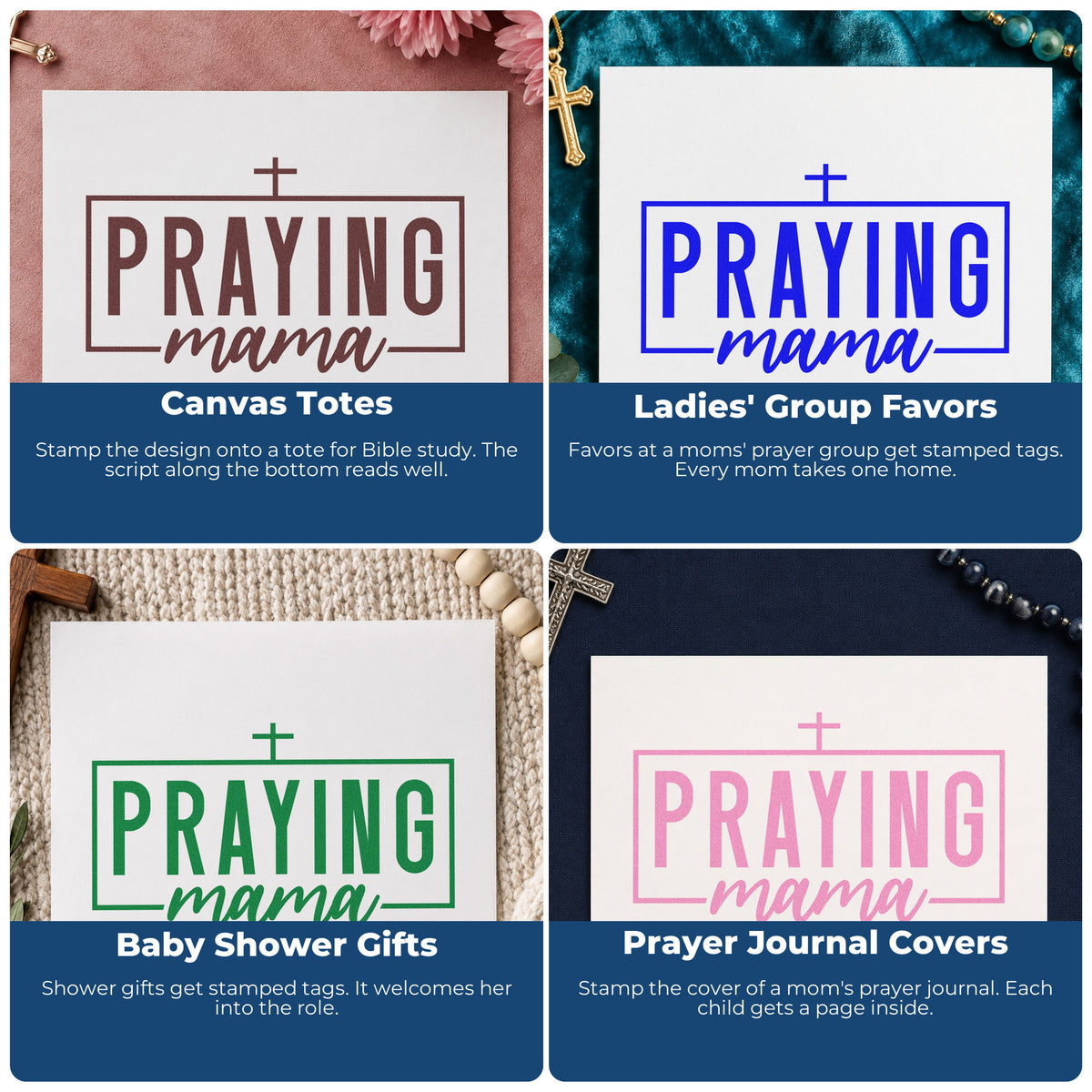 Christian rubber stamp ideas for gift tags, faith mail art, planners, and Sunday school crafts with Bible verses.