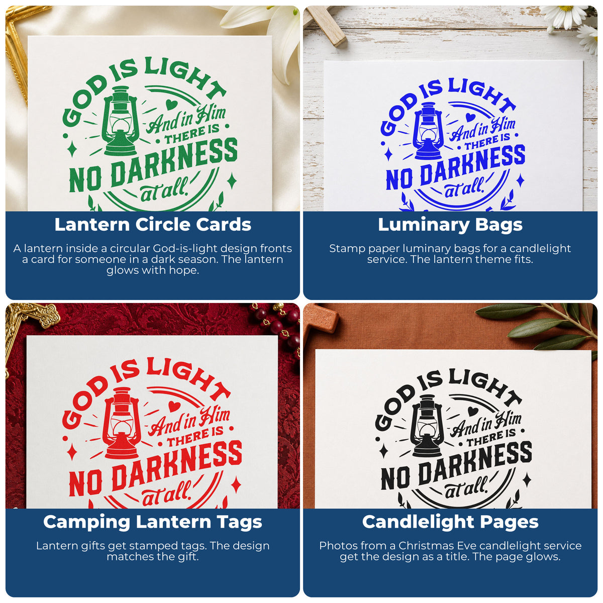 Christian rubber stamp project ideas for Bible journaling, faith scrapbooking, prayer cards, and church event favors.