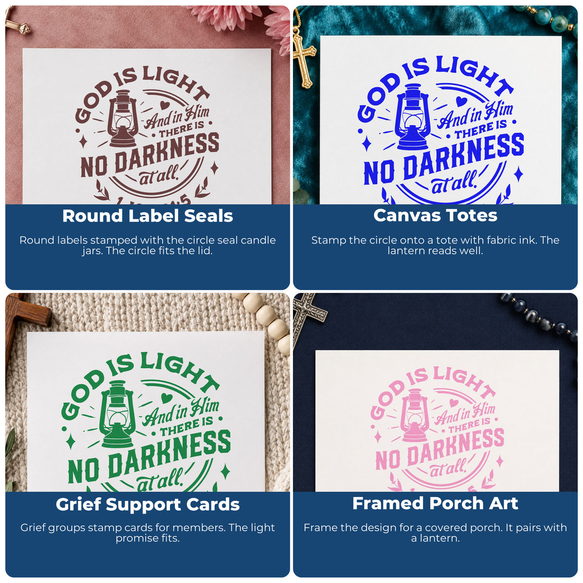 Christian rubber stamp ideas for gift tags, faith mail art, planners, and Sunday school crafts with Bible verses.