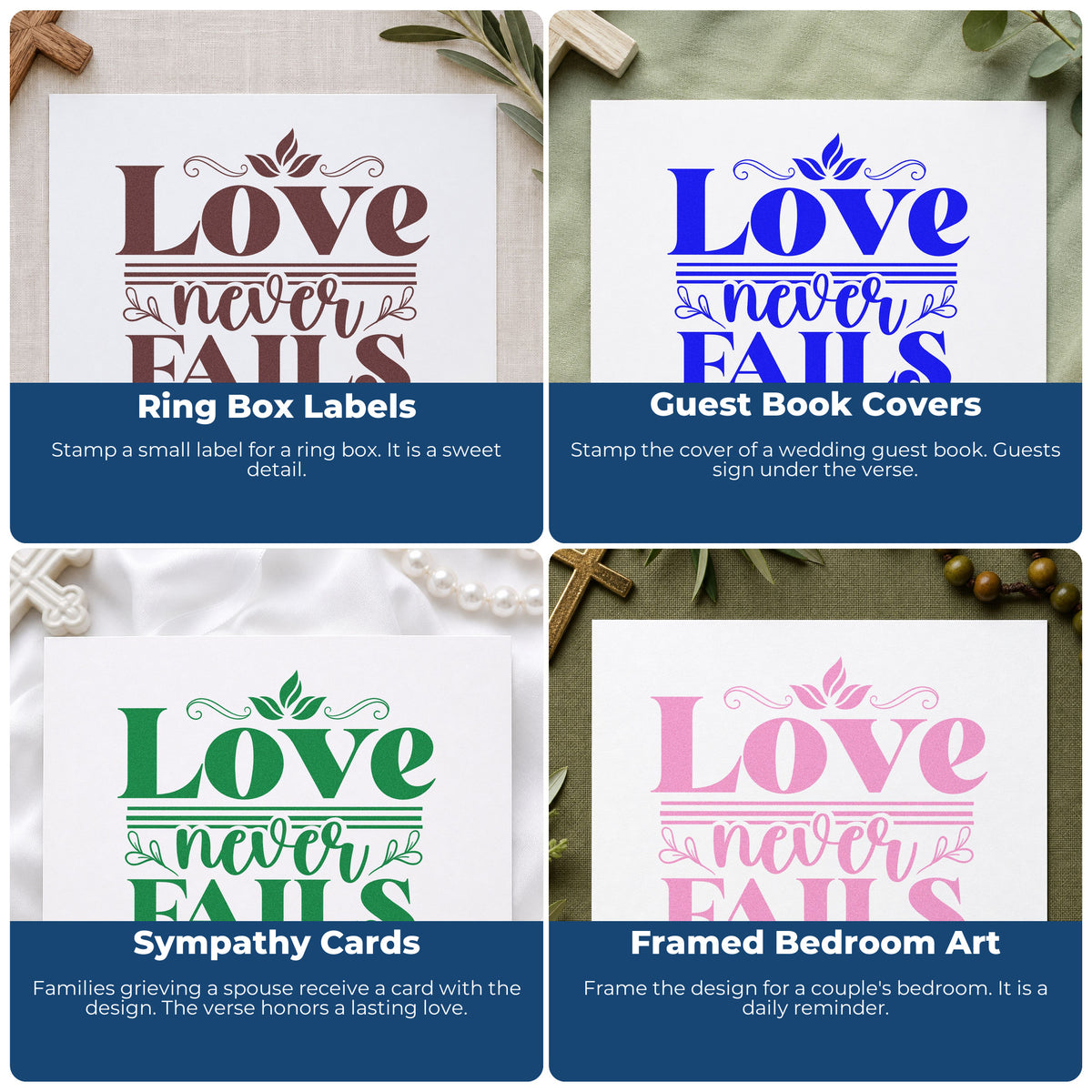 Christian rubber stamps for gift tags, faith mail art, planners, and Sunday school crafts with Bible verses and uplifting words.