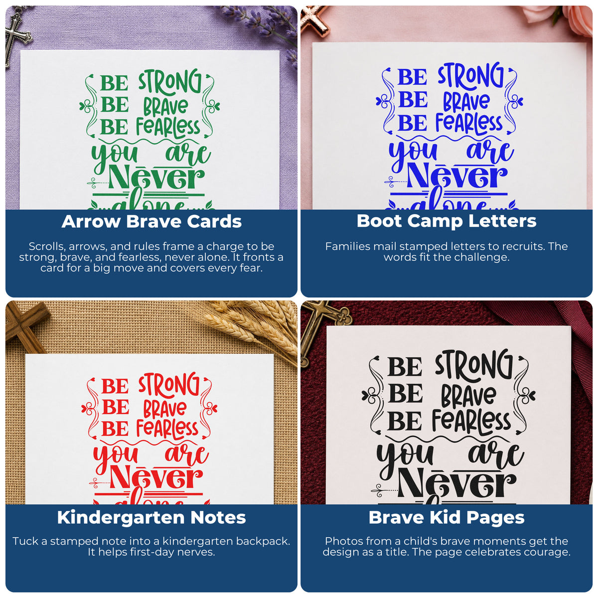 Christian rubber stamp ideas for Bible journaling, faith scrapbooking, prayer cards, and church event favors.