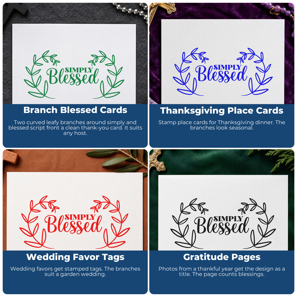 Christian rubber stamps for Bible journaling, faith scrapbooking, prayer cards, and church event favors with scripture and inspirational phrases.