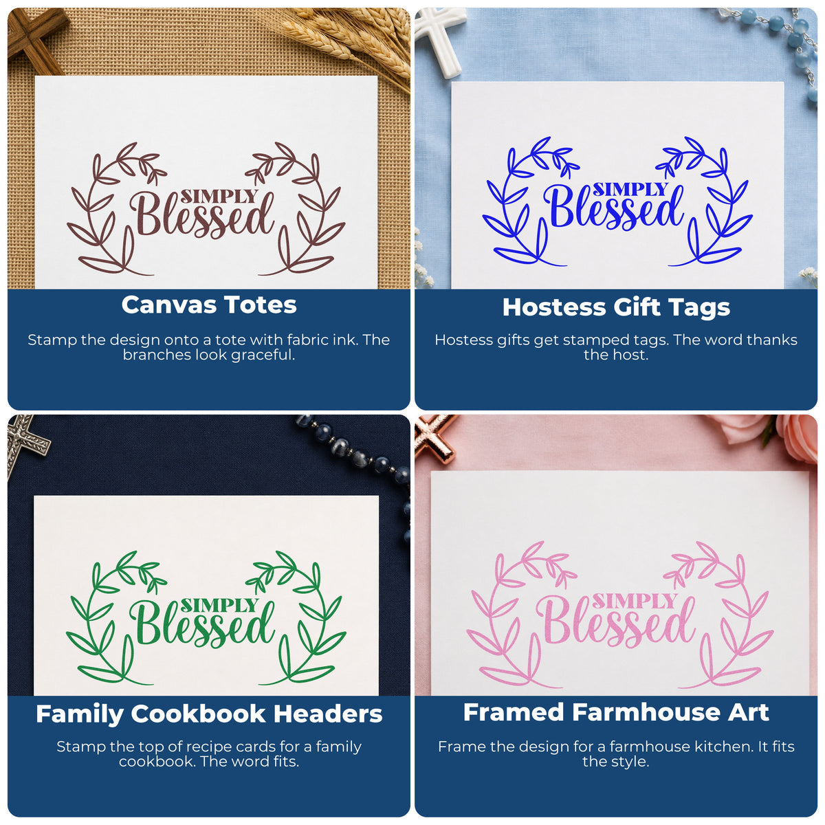 Christian rubber stamps for gift tags, faith mail art, planners, and Sunday school crafts with scripture and encouraging words.