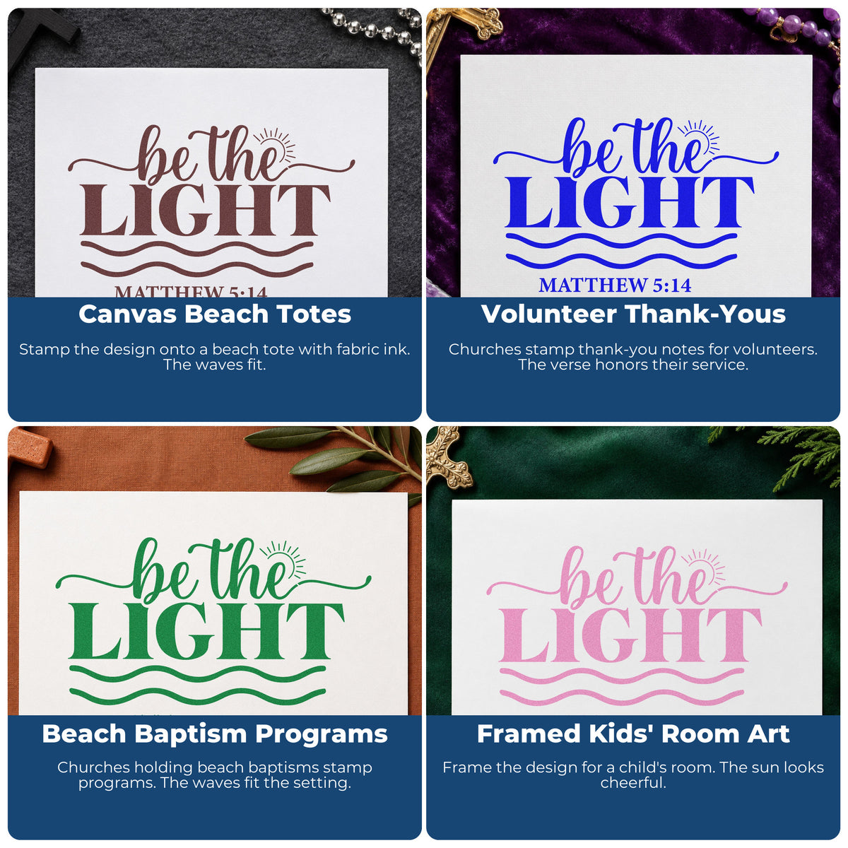 Faith-based Christian rubber stamp ideas for gift tags, mail art, planners, and Sunday school crafts.