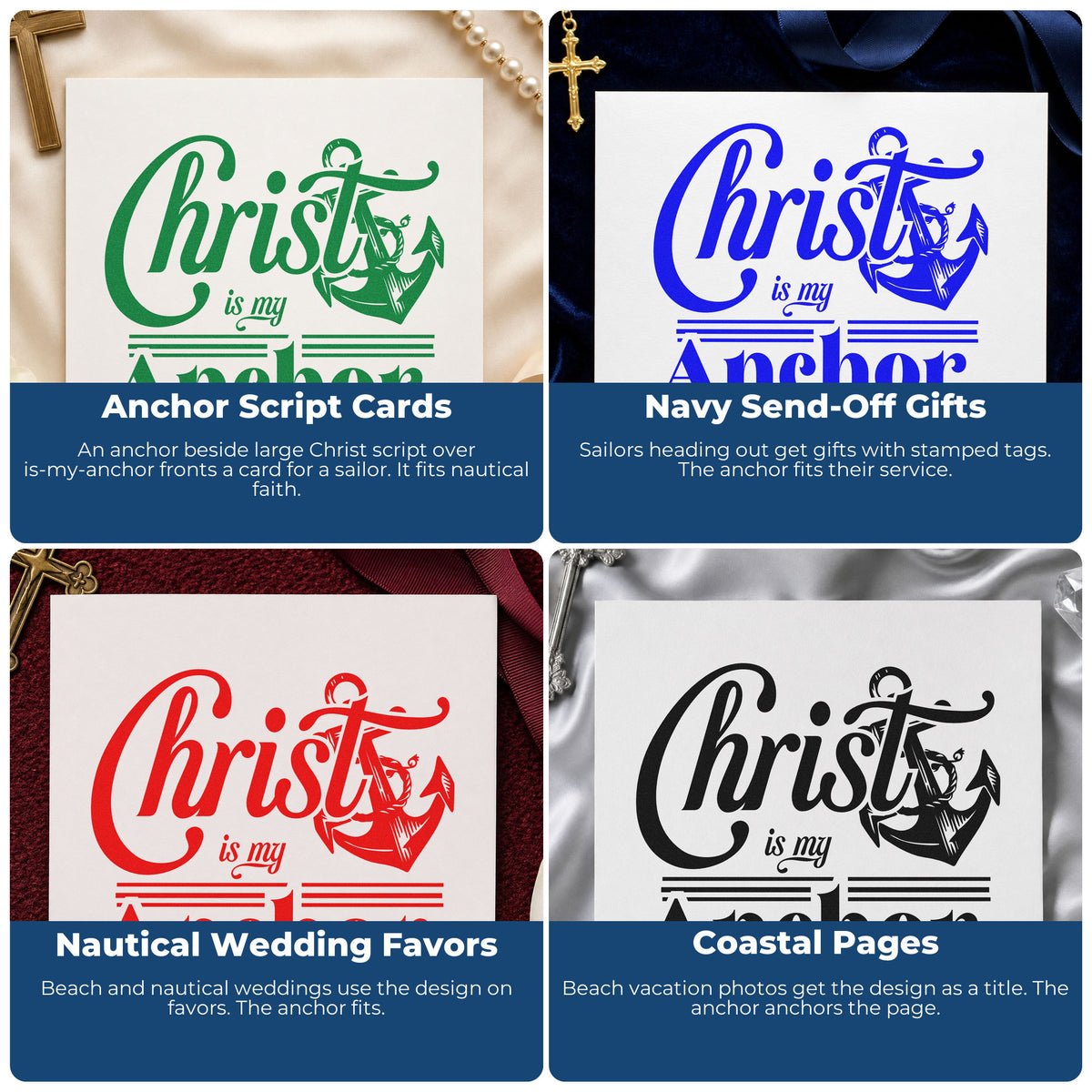 Christian rubber stamps for Bible journaling, faith-based scrapbooking, prayer cards, and church event favors.