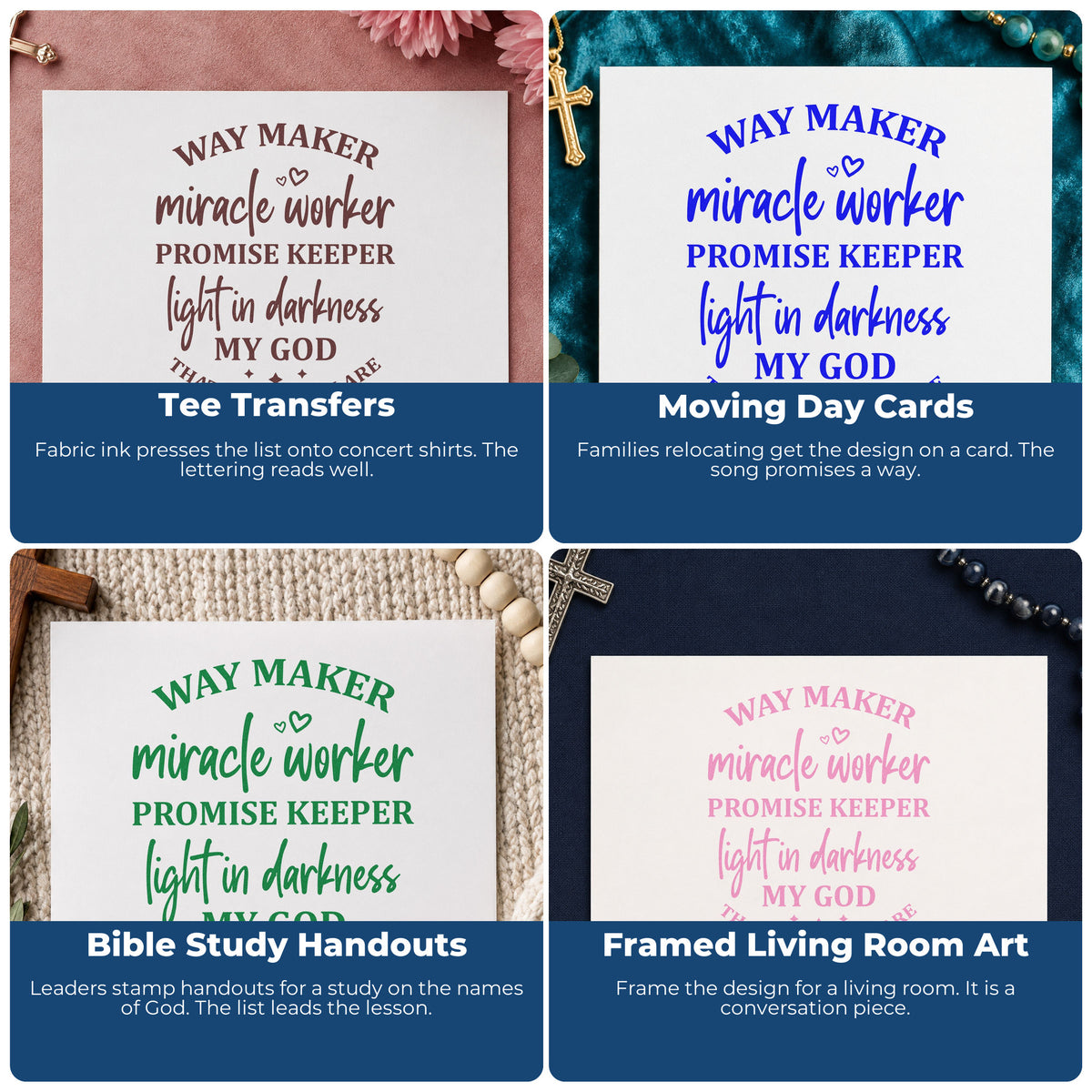 Rubber stamp ideas for gift tags, faith-themed mail art, Christian planners, and Sunday school crafts.