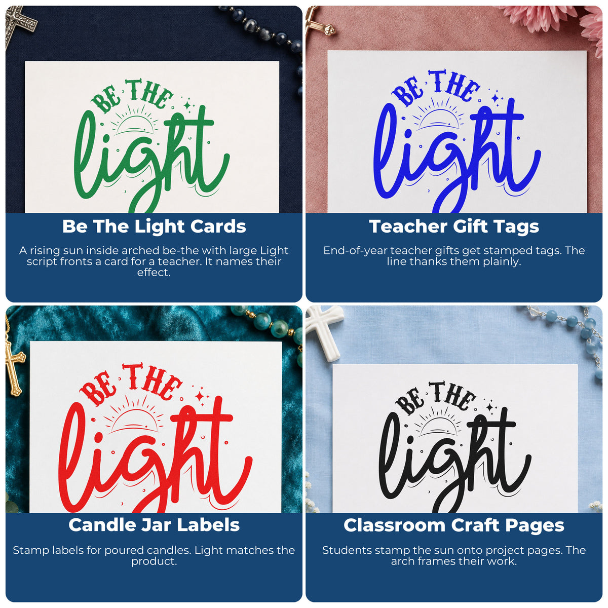 Christian rubber stamp ideas for Bible journaling, faith scrapbooking, prayer cards, and church event favors with scripture designs.