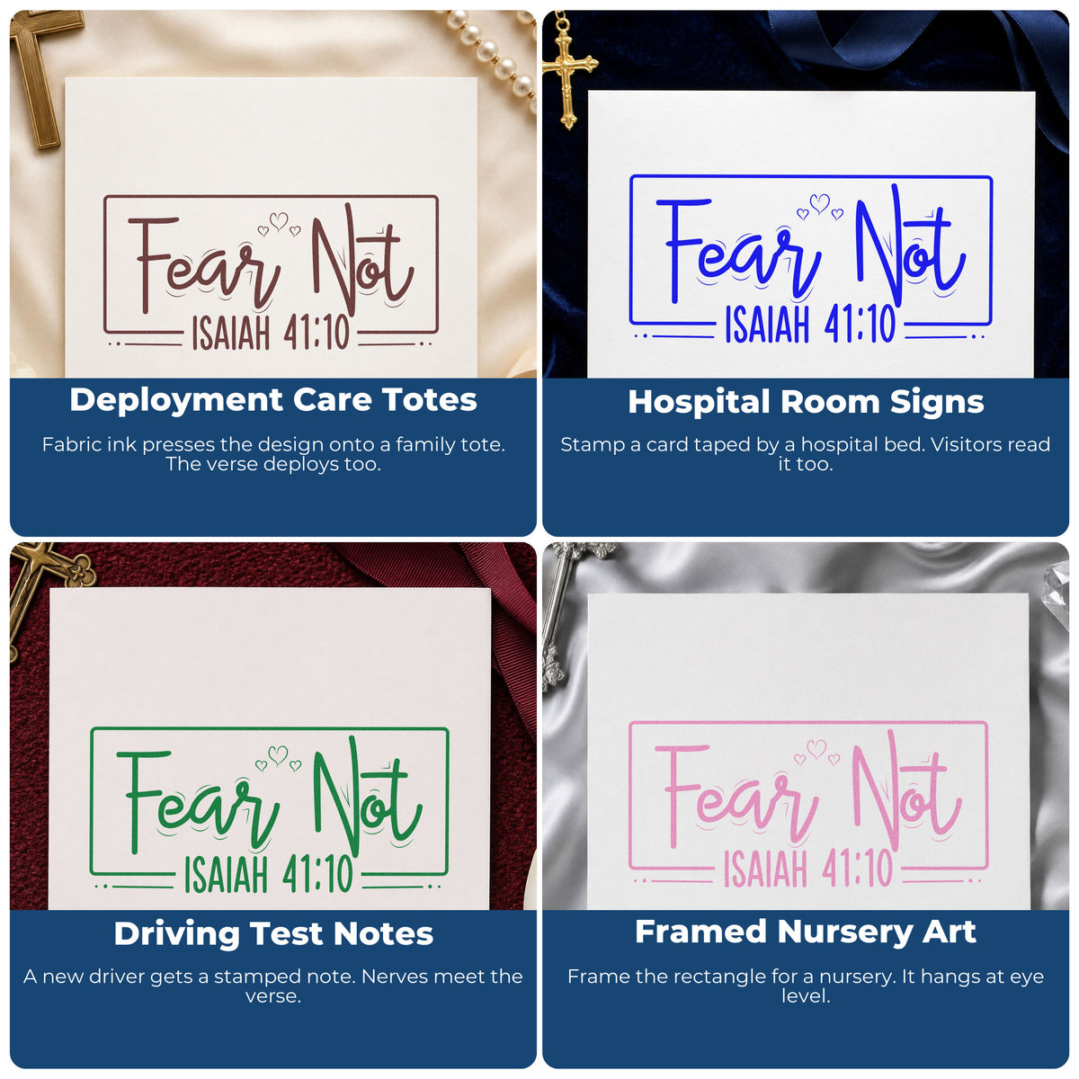 Christian rubber stamp ideas for gift tags, faith mail art, planners, and Sunday school crafts featuring Bible verses.