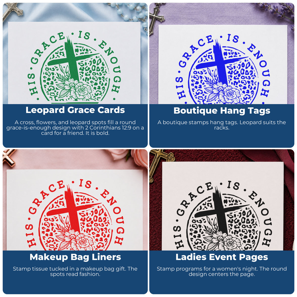 Christian rubber stamp ideas for Bible journaling, faith scrapbooking, prayer cards, and church event favors.