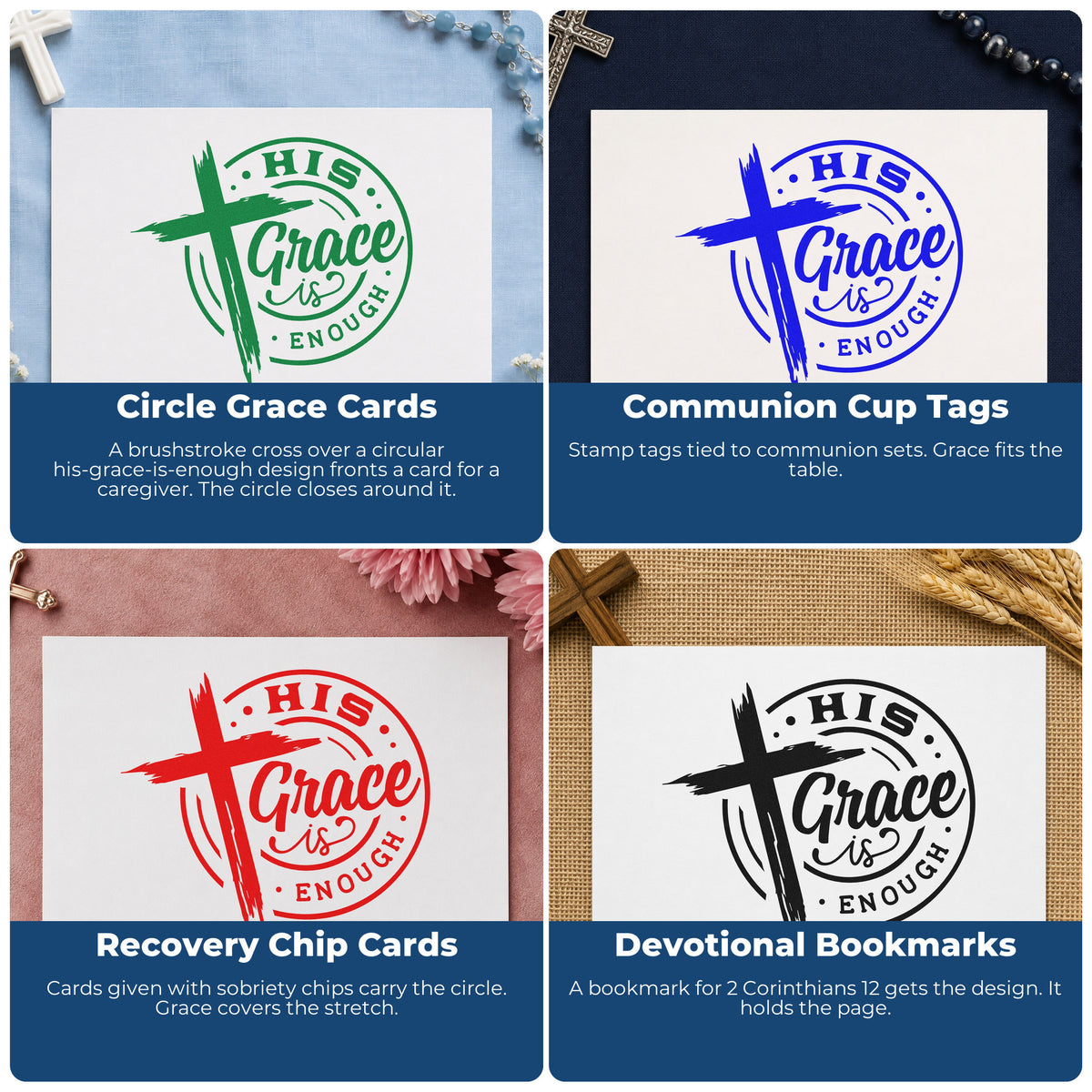 Christian rubber stamps for Bible journaling, faith scrapbooking, prayer cards, and church favors with inspirational scripture designs.