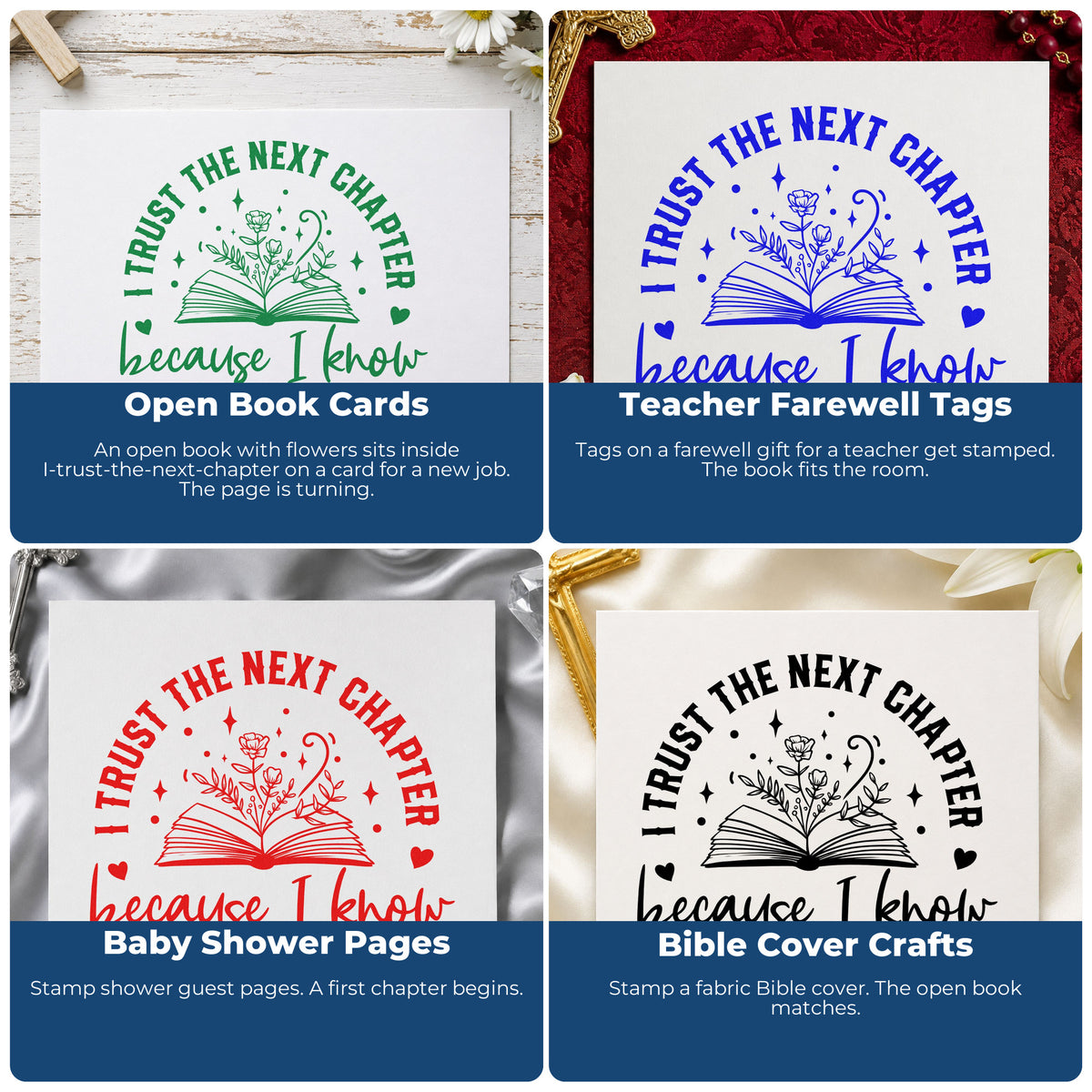 Christian rubber stamps for Bible journaling, prayer cards, scrapbooking, and church event favors with inspirational quotes.