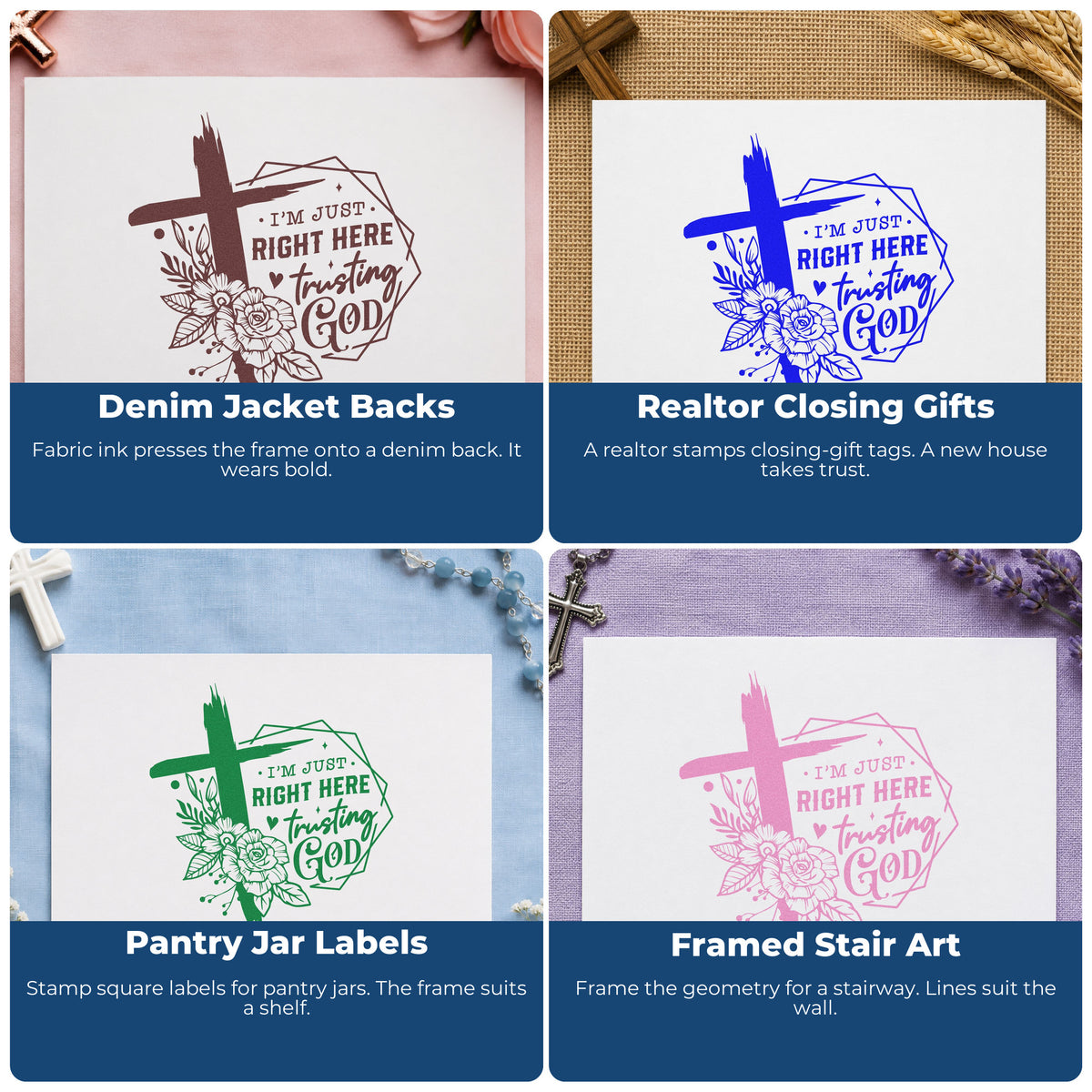 Christian rubber stamps for gift tags, faith mail art, planners, and Sunday school crafts with Bible verse designs.