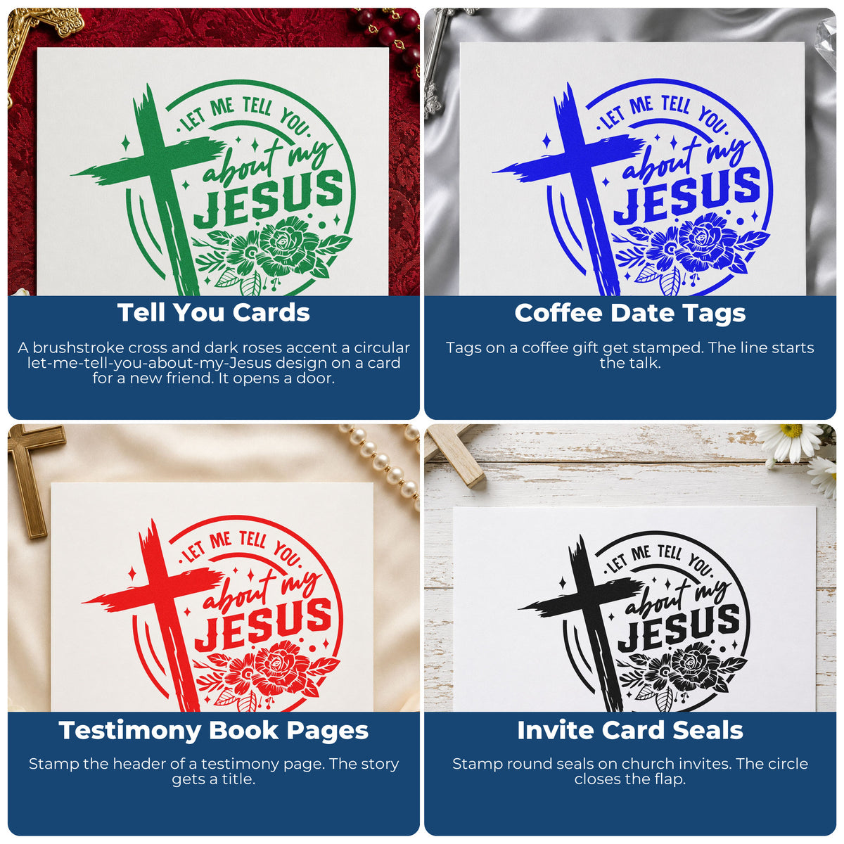 Faith-based rubber stamps for Bible journaling, scrapbooking, prayer cards, and church event favors with inspirational scripture designs.