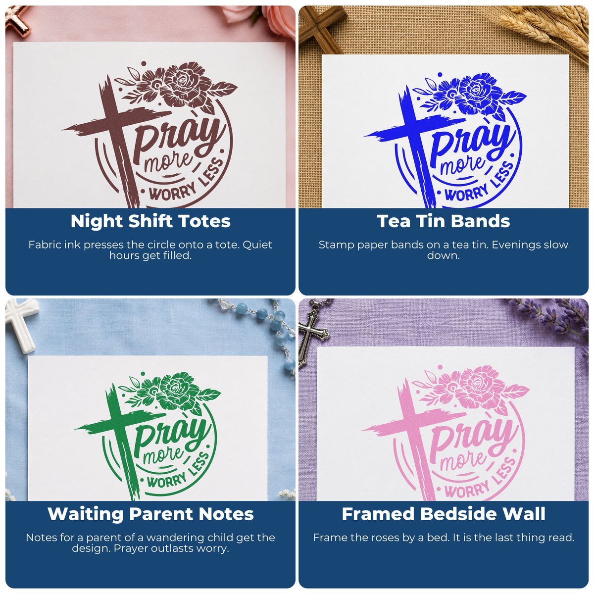 Christian rubber stamps for gift tags, faith mail art, planners, and Sunday school crafts with Bible verse designs.