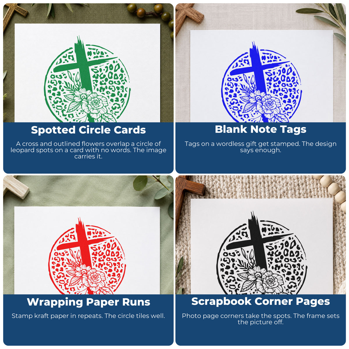 Christian rubber stamp designs for Bible journaling, faith scrapbooking, prayer cards, and church event favors.