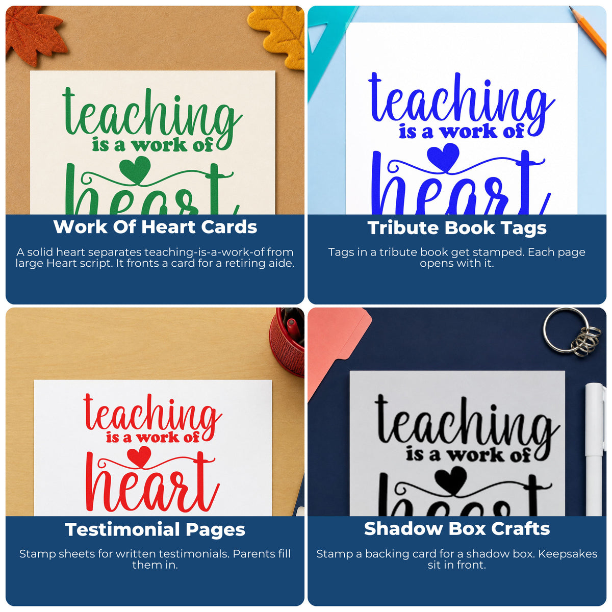 Teacher rubber stamp ideas for grading, parent communication, student rewards, and homework folders.