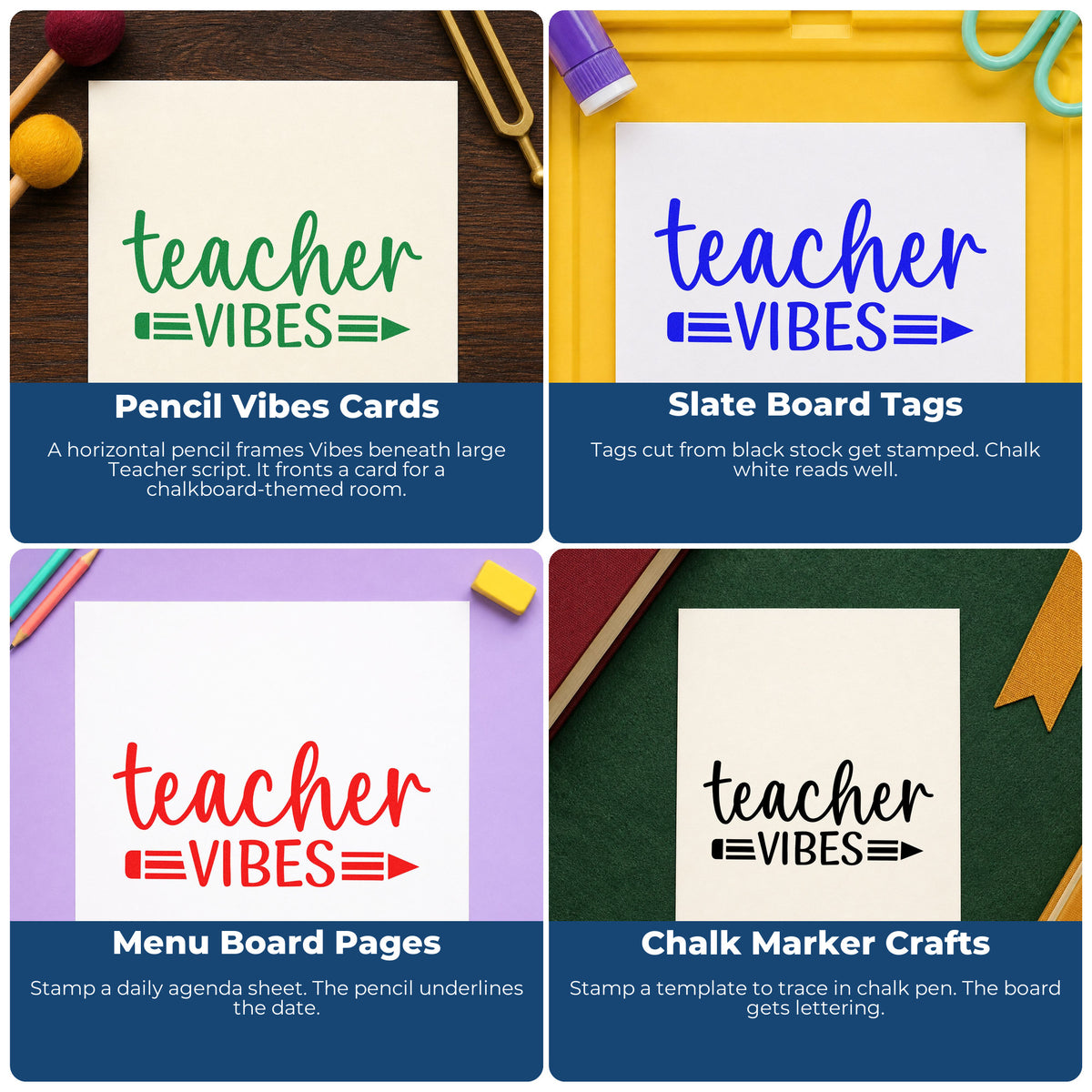 Teacher rubber stamps for classroom grading, parent communication, student rewards, and homework folder messages.